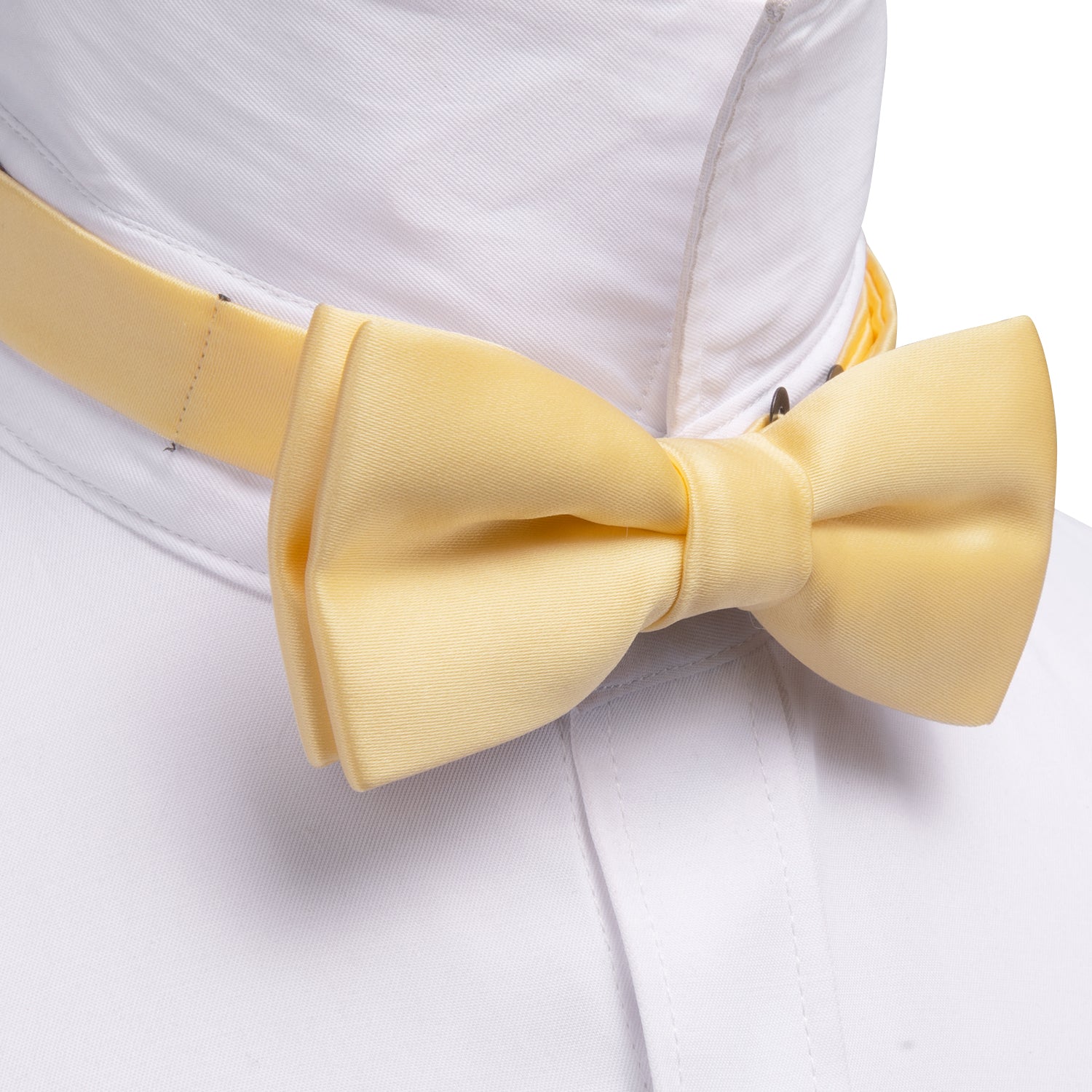 Yellow Solid Bow Tie Pocket Square Set For Kids