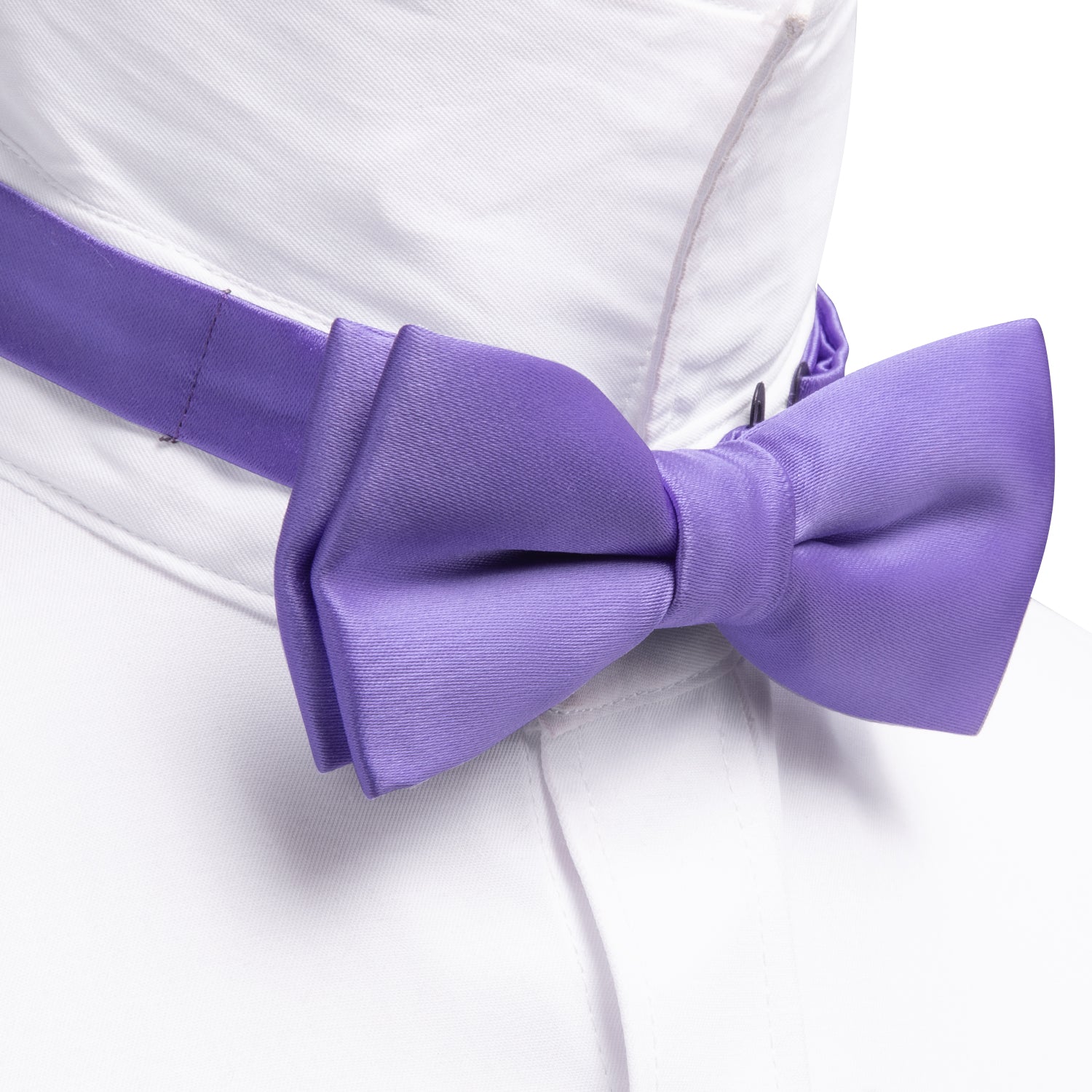 Purple Solid Bow Tie Pocket Square Set For Kids