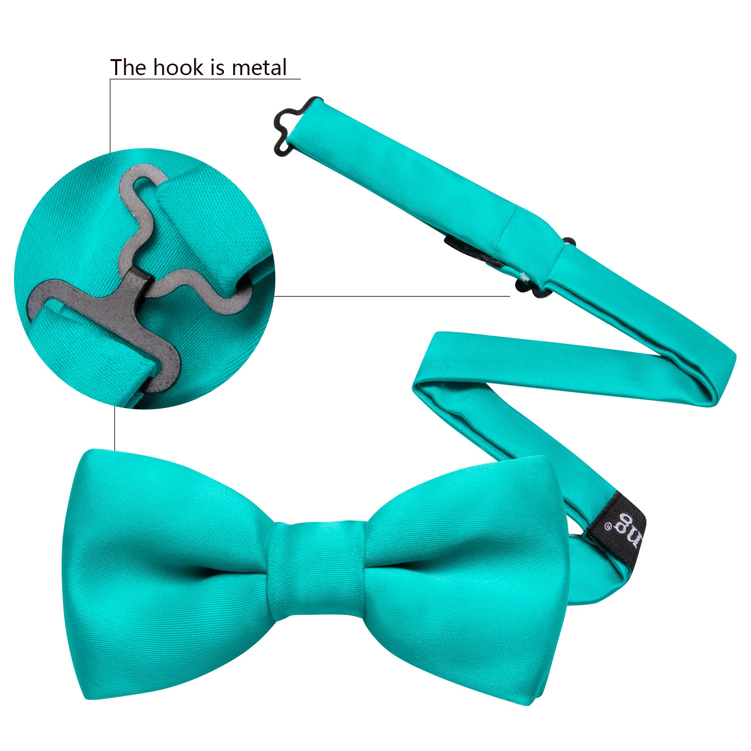 Aqua Solid Bow Tie Pocket Square Set For Kids