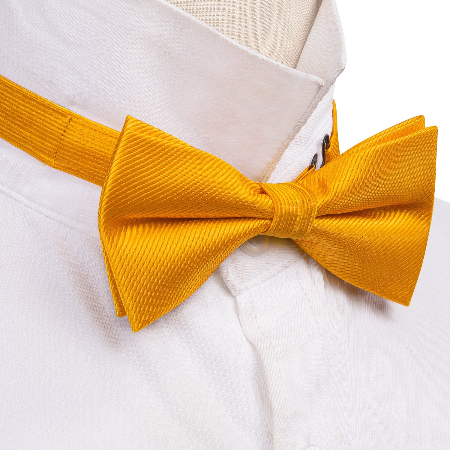 Honey Orange Solid Pre-tied Bow Tie Hanky Cufflinks Set