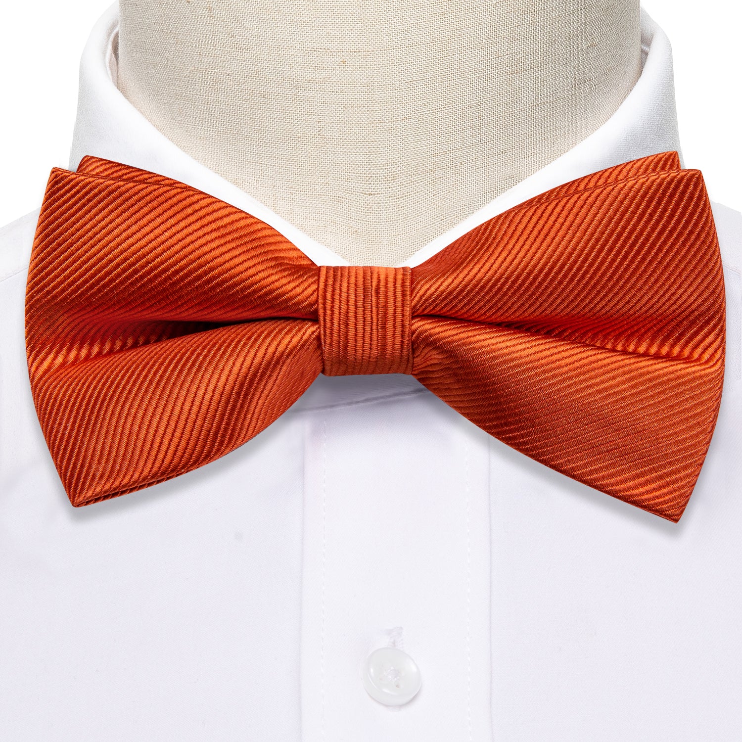 Burnt Orange Solid Pre-tied Bow Tie Hanky Cufflinks Set