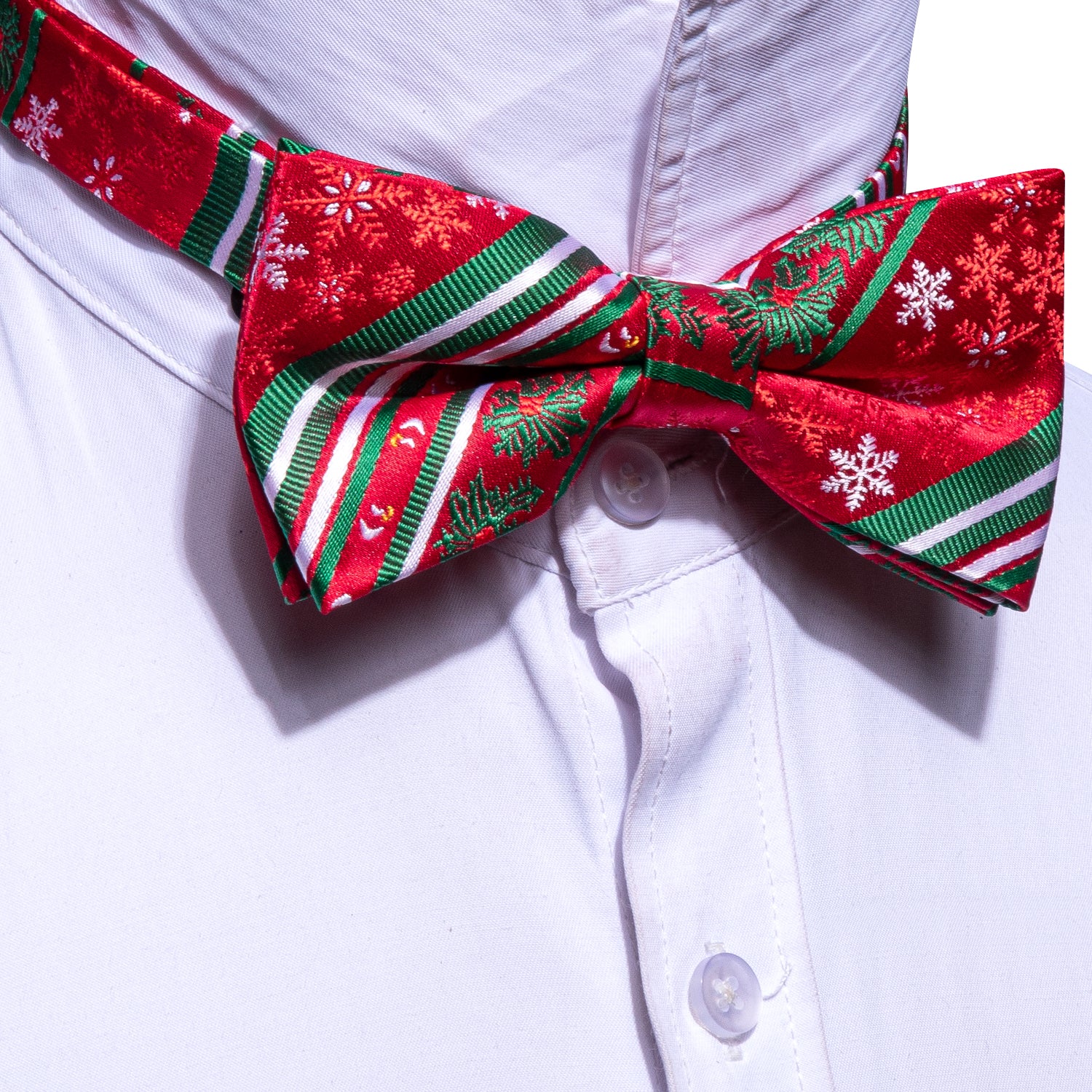 Christmas Red Green Xmas Pattern Pre Tied Bow Tie Hanky Cufflinks Set