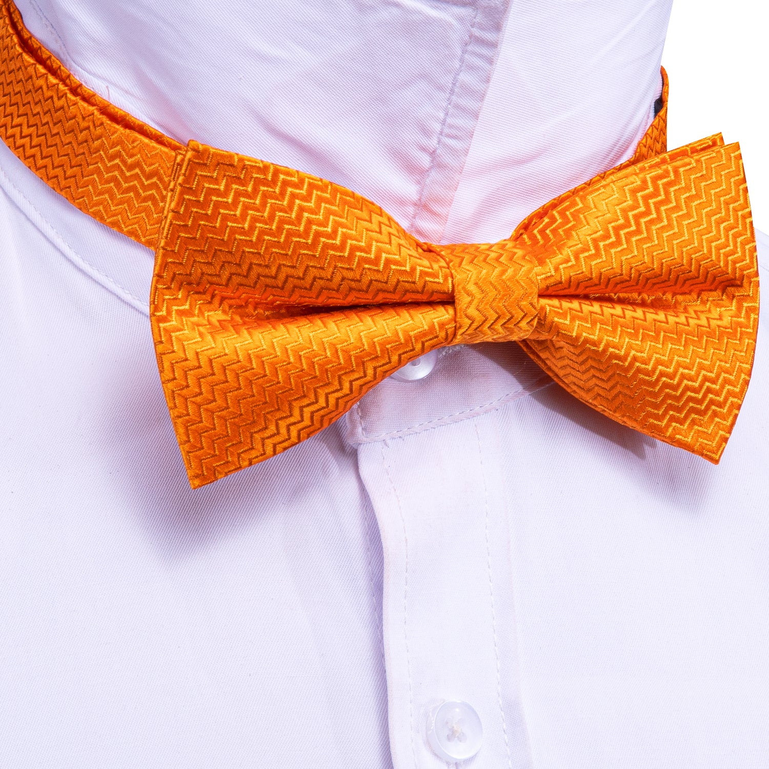 Orange Curve Silk Bow Tie Hanky Cufflinks Set