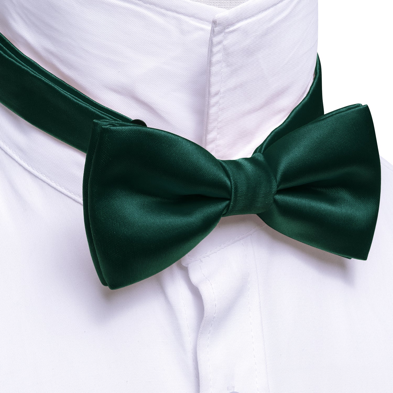 Green Solid Silk Pre Tied Bow Tie Hanky Cufflinks Set