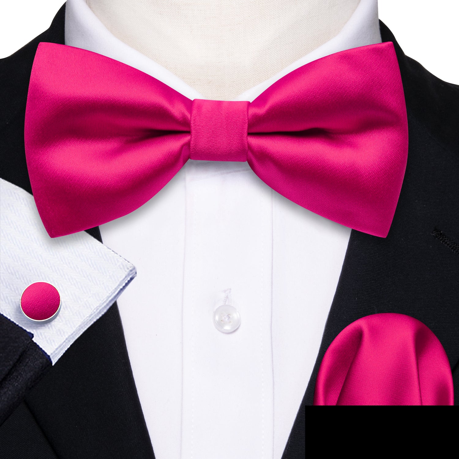 Wang Hot Pink Bowtie Solid Silk Pre-tied Men's Tuxedo Formal Bo