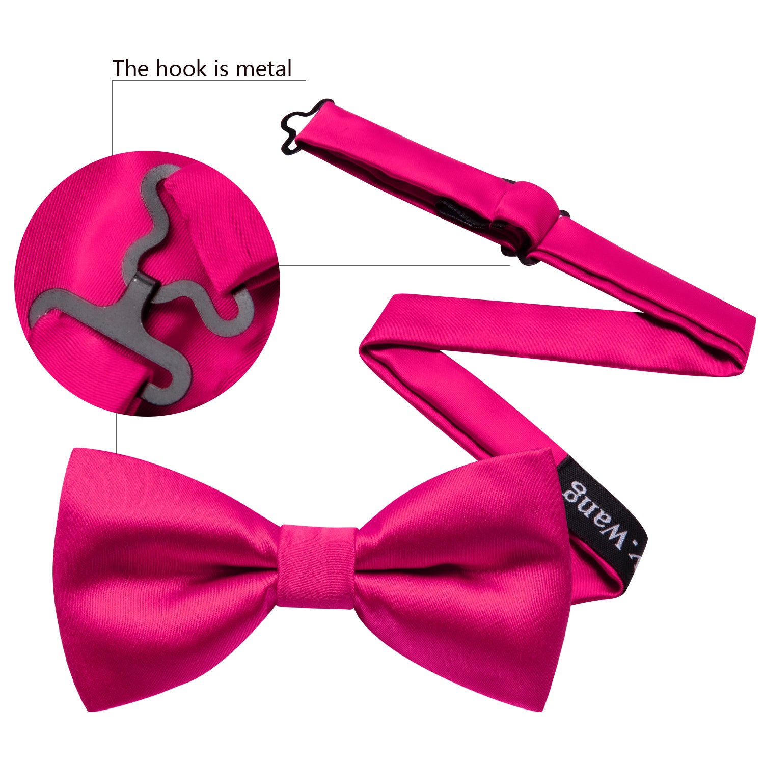 Rose Red Solid Silk Pre Tied Bow Tie Hanky Cufflinks Set