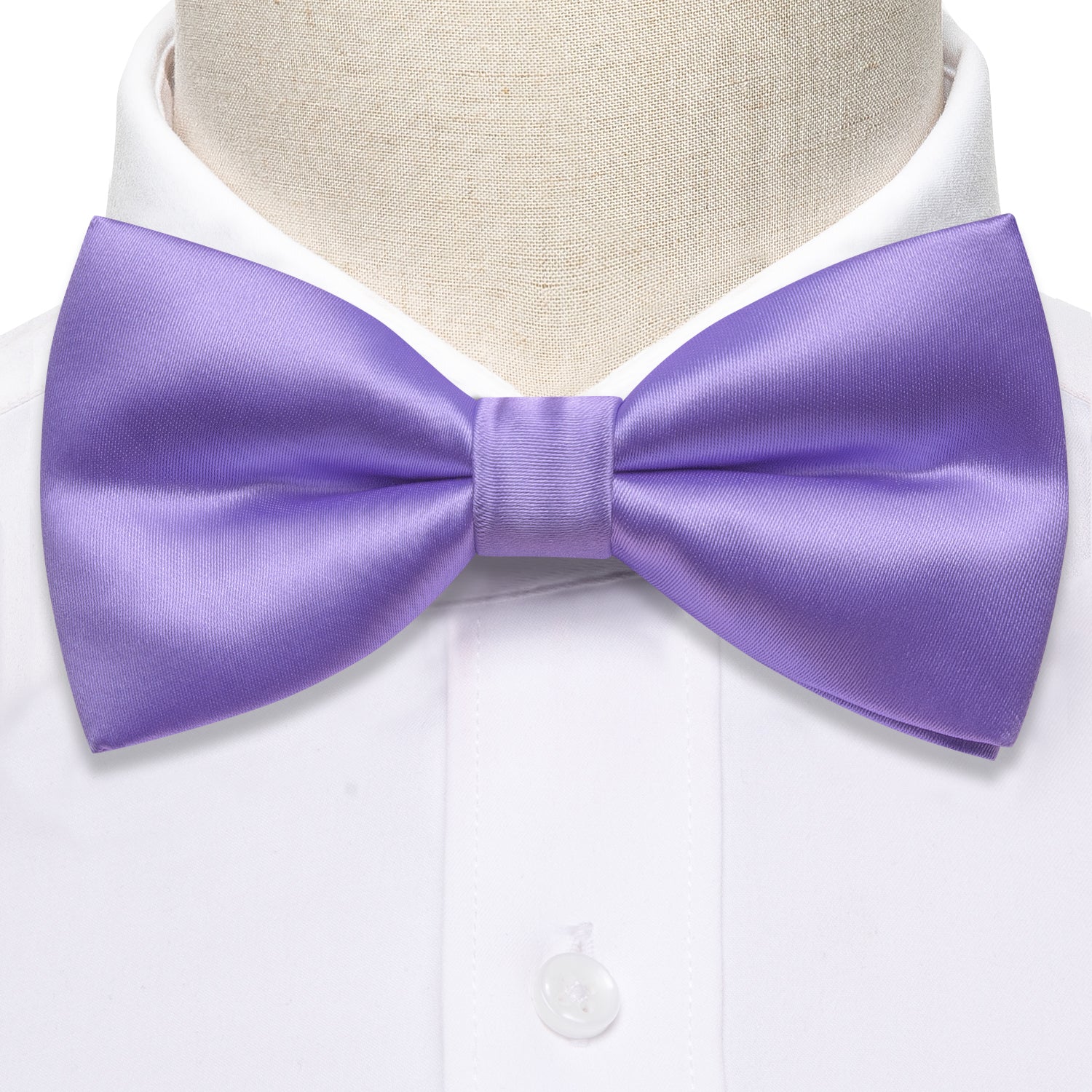 Purple Solid Silk Pre Tied Bow Tie Hanky Cufflinks Set