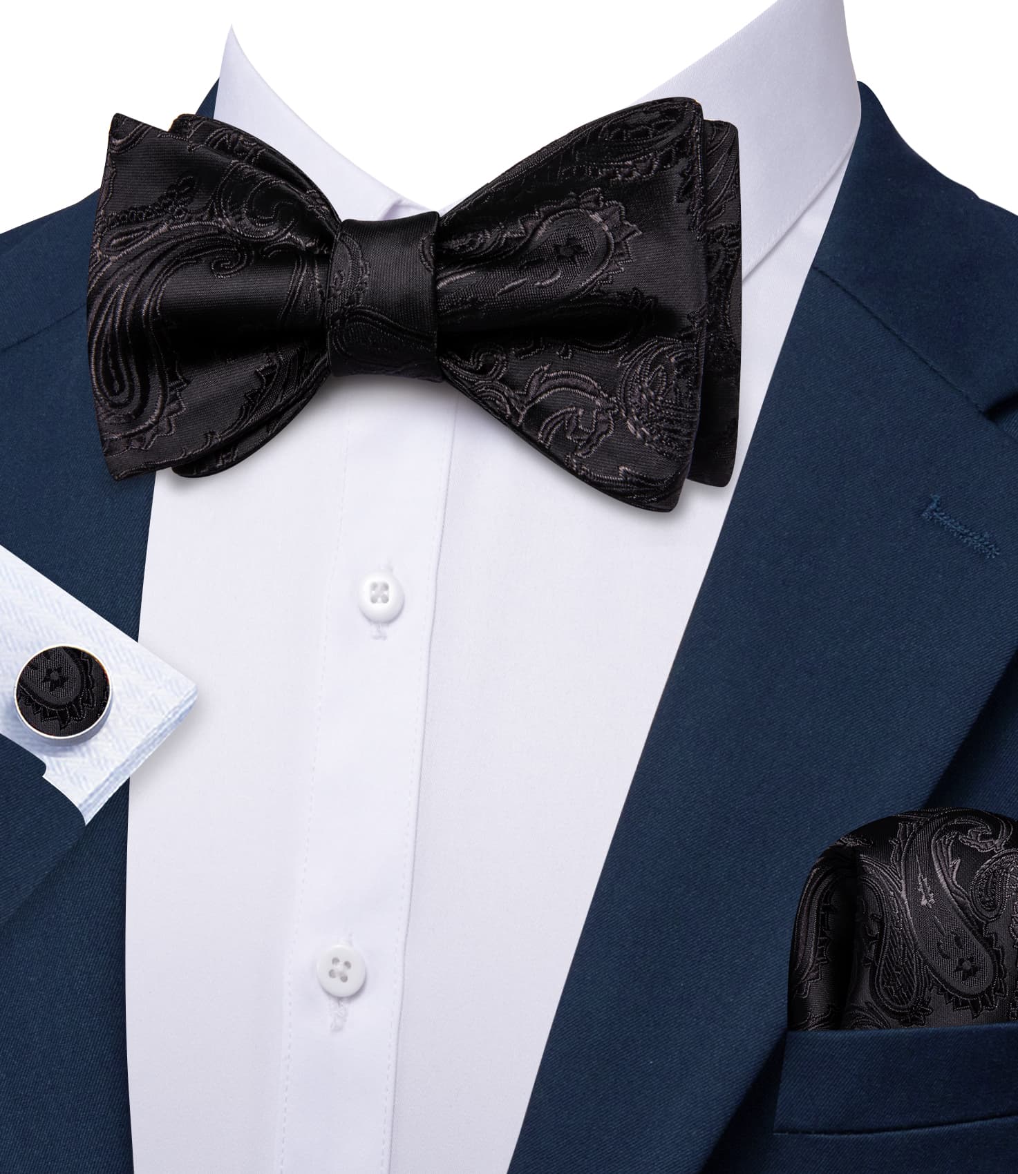 black Blue  suit with bow tie