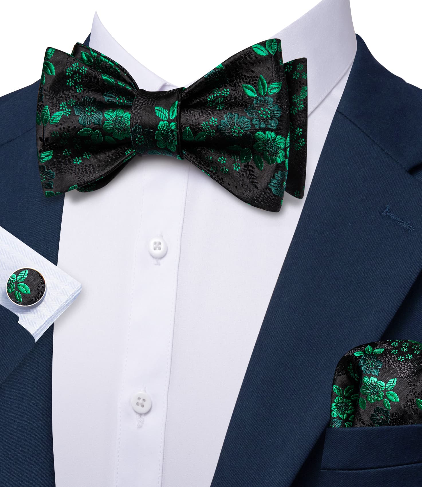 grey Blue suit green tie