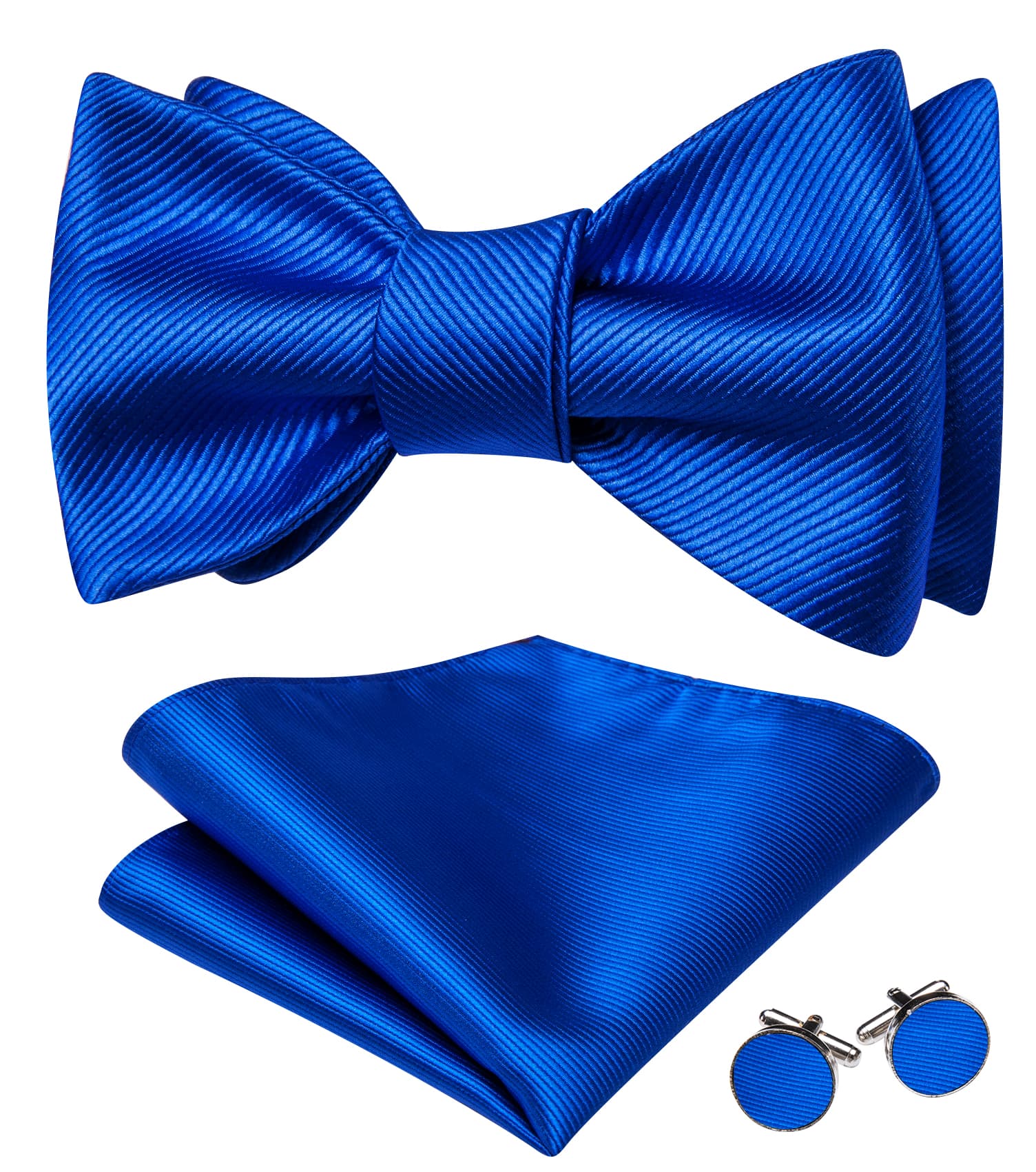 royal blue mens self bow tie set 