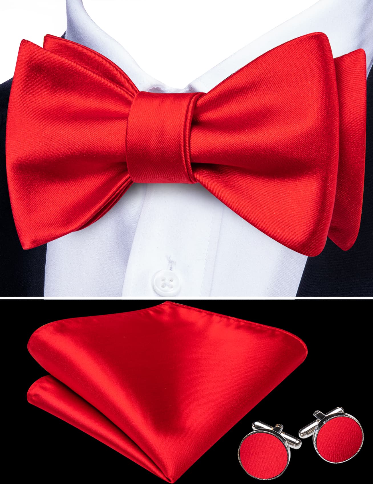 black suit red tie splf bow tie with black suit  red bow tie