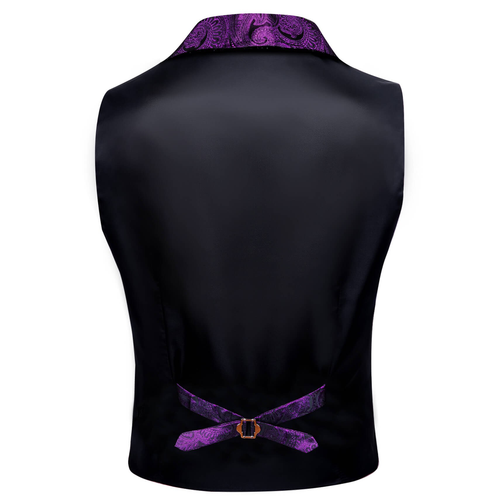 Barry Wang Notch Lapel Vest Jacquard Paisley Purple Waistcoat