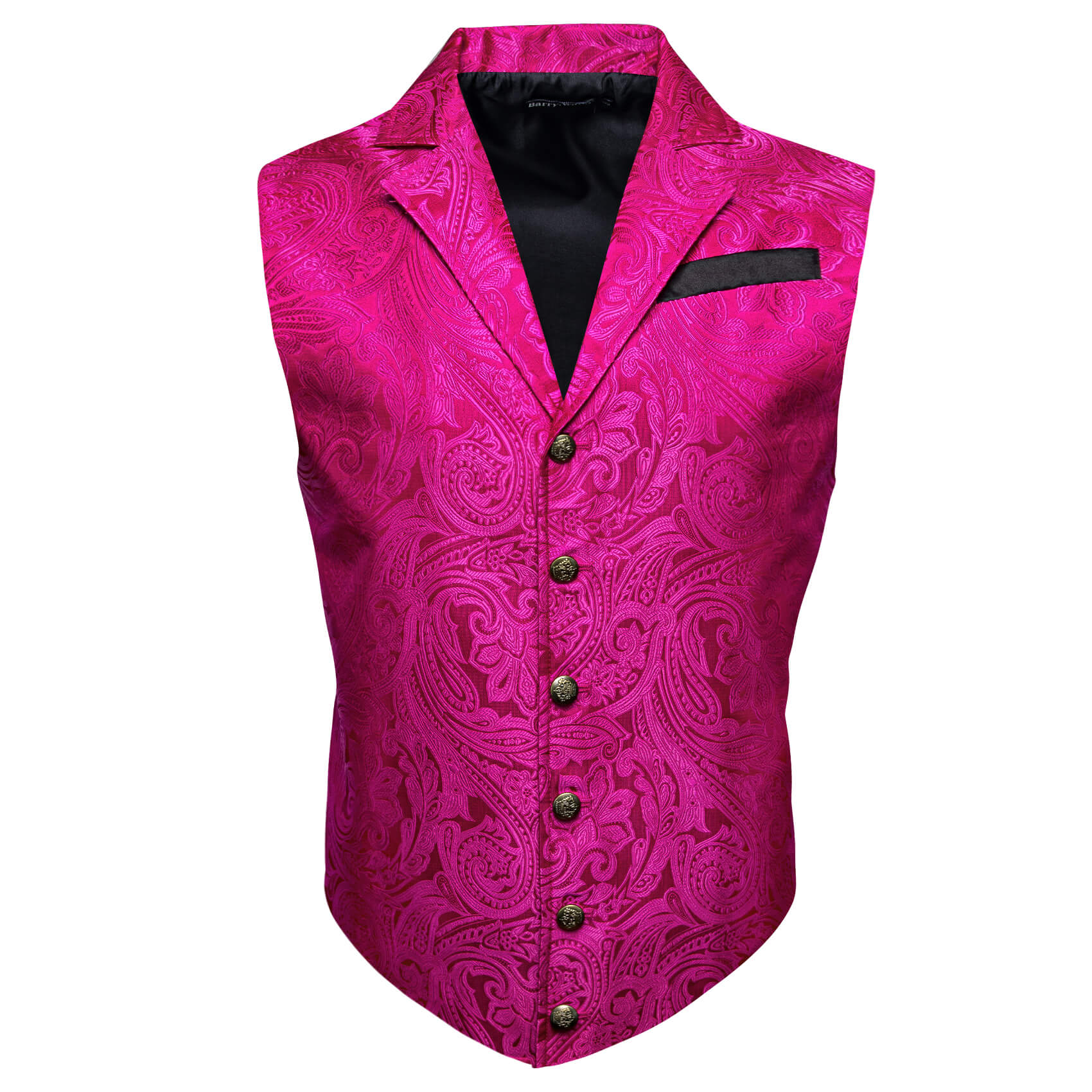  Hot Pink Paisley Mens Button Up Vest