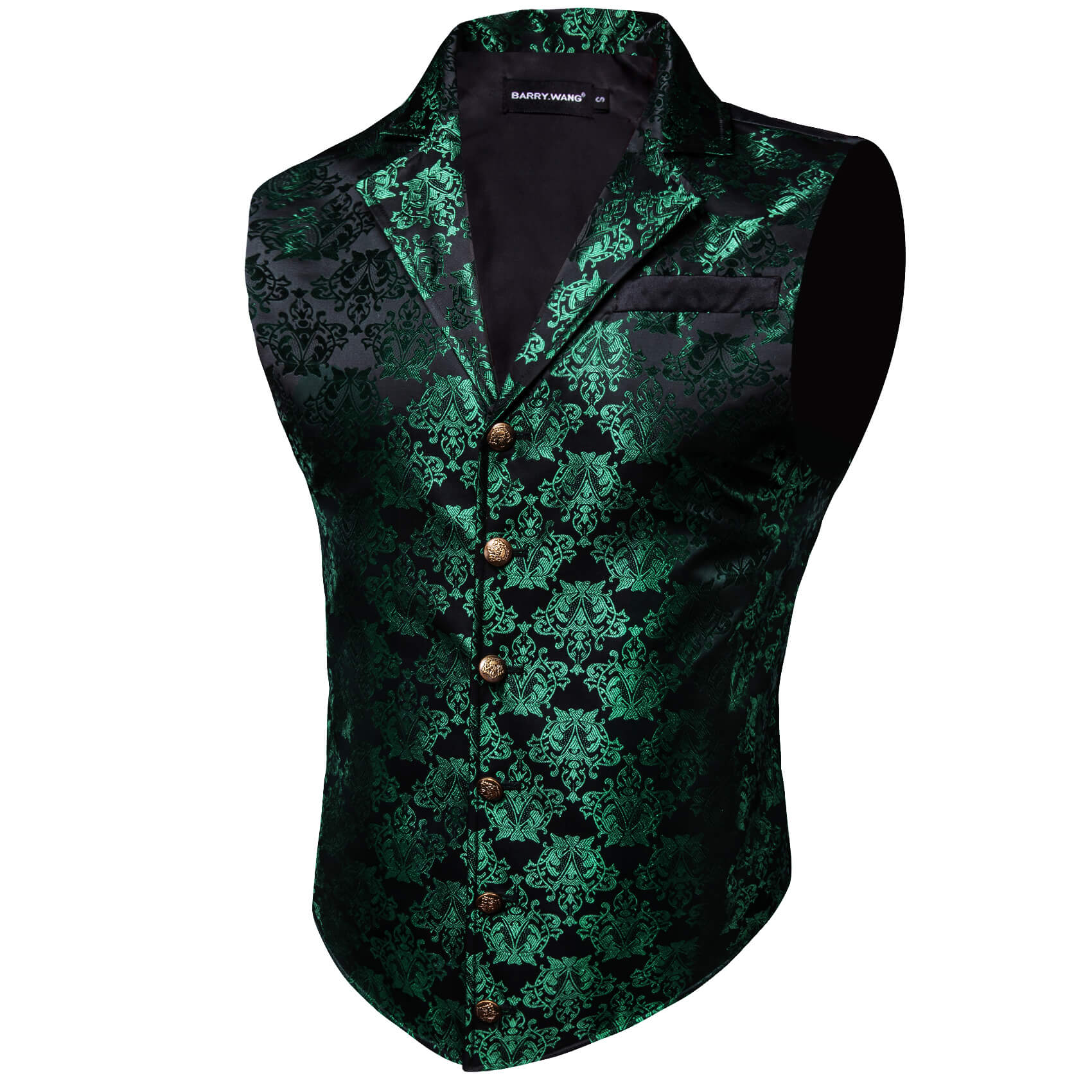 Barry Wang Emerald Green Novelty Mens Button Up Vest