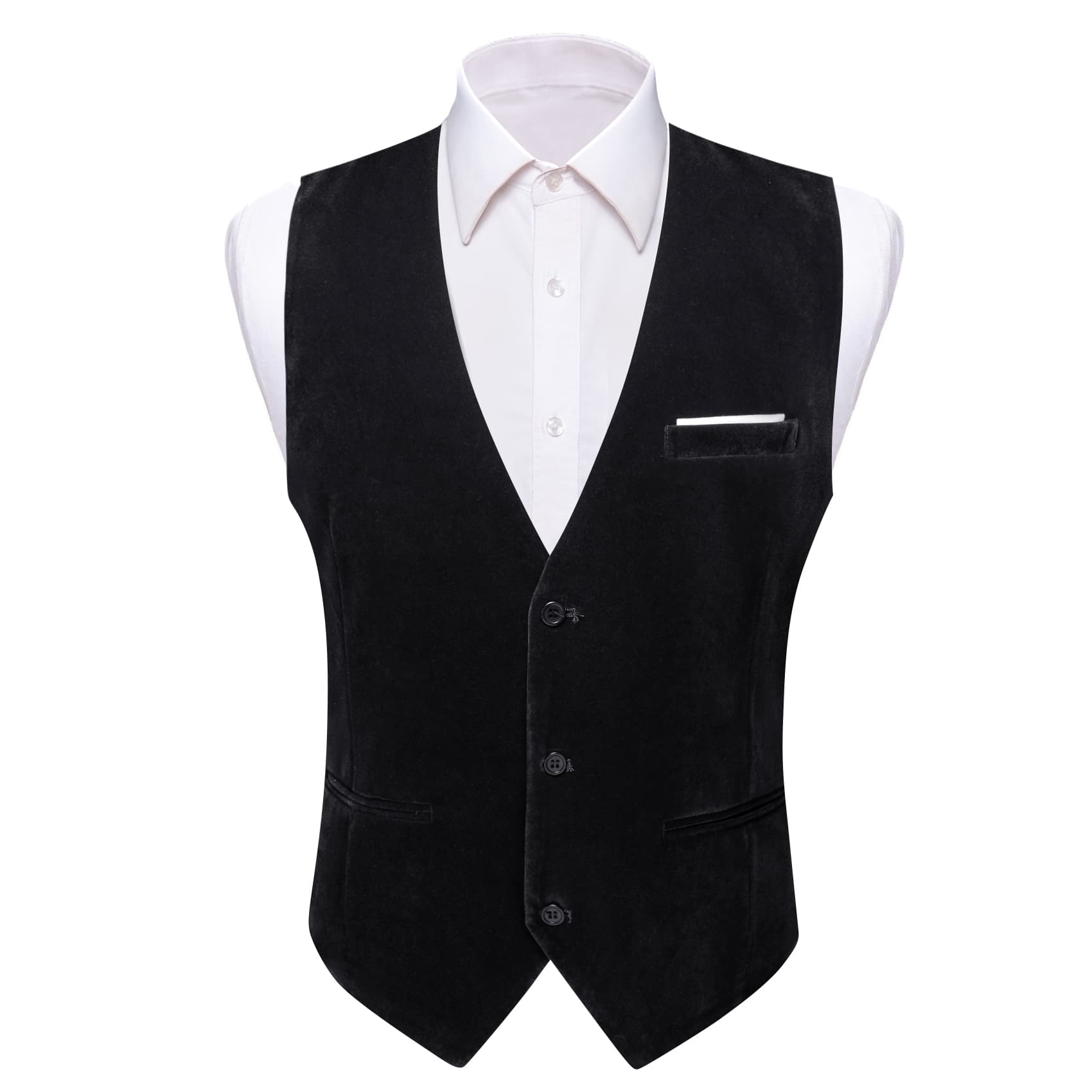 Barry Wang Waistcoat for Men Solid Black Velvet Vest
