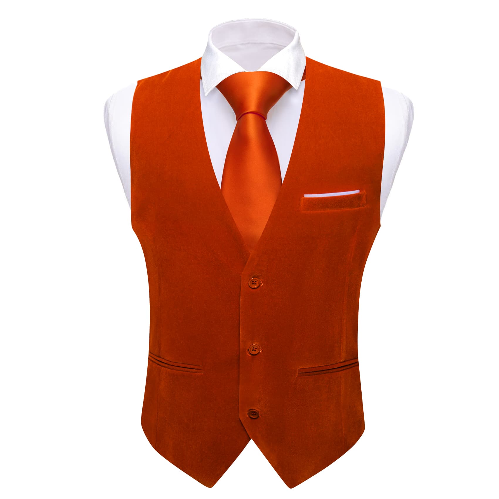 Barry Wang Waistcoat for Men Solid Burnt Orange Velvet Vest
