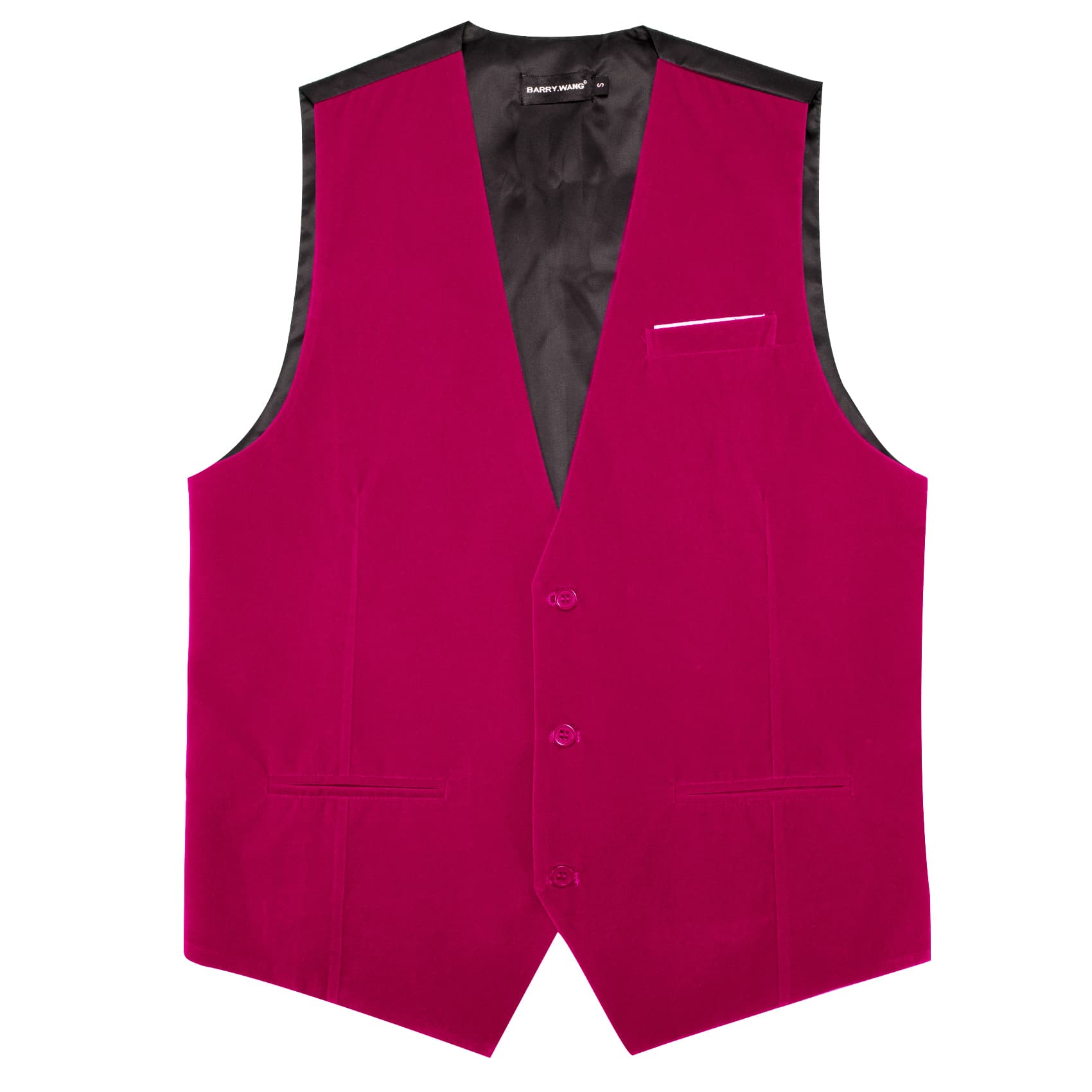 Barry Wang Waistcoat for Men Solid Deep Pink Velvet Vest
