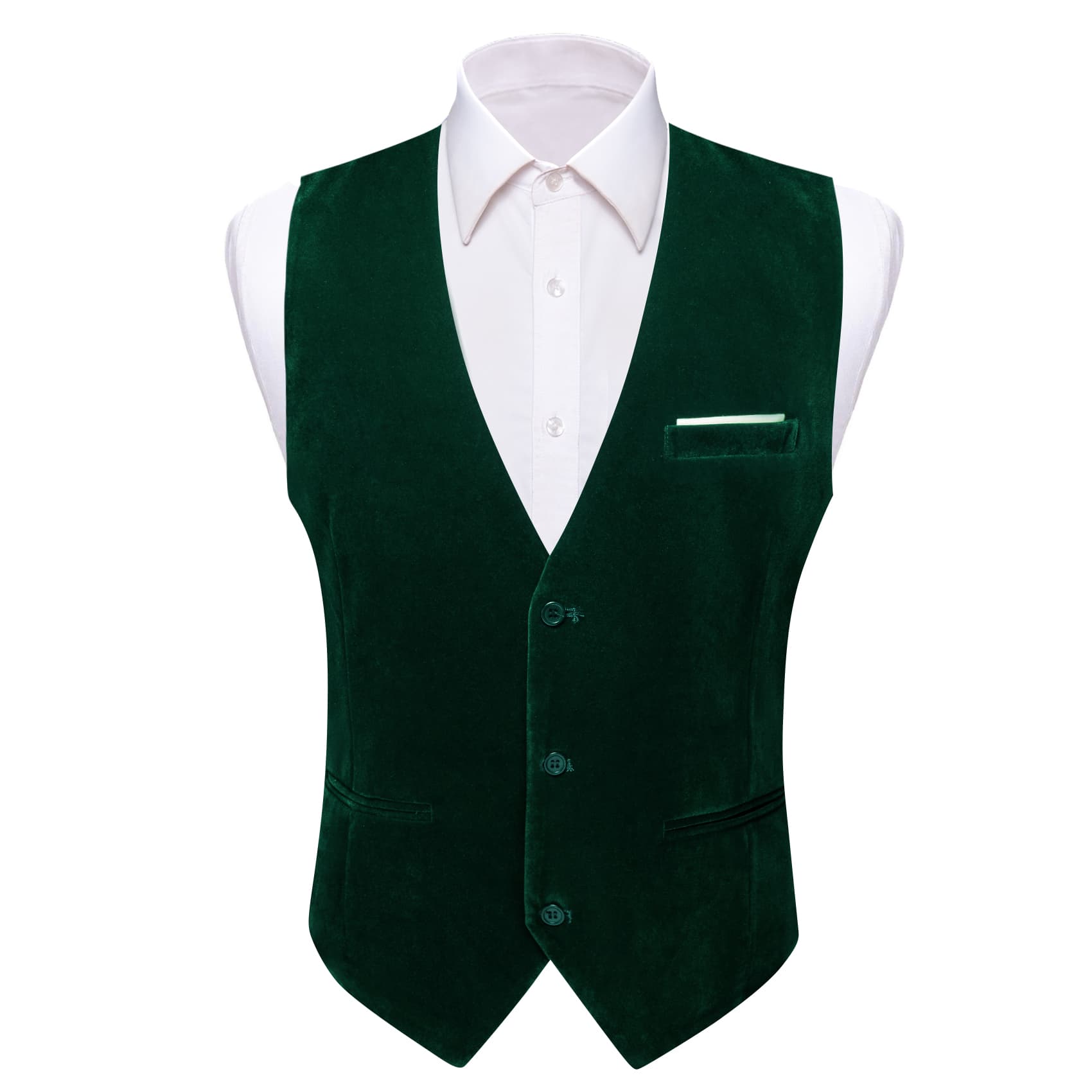 Barry Wang Waistcoat for Men Solid Sapphire Pine Green Velvet Vest