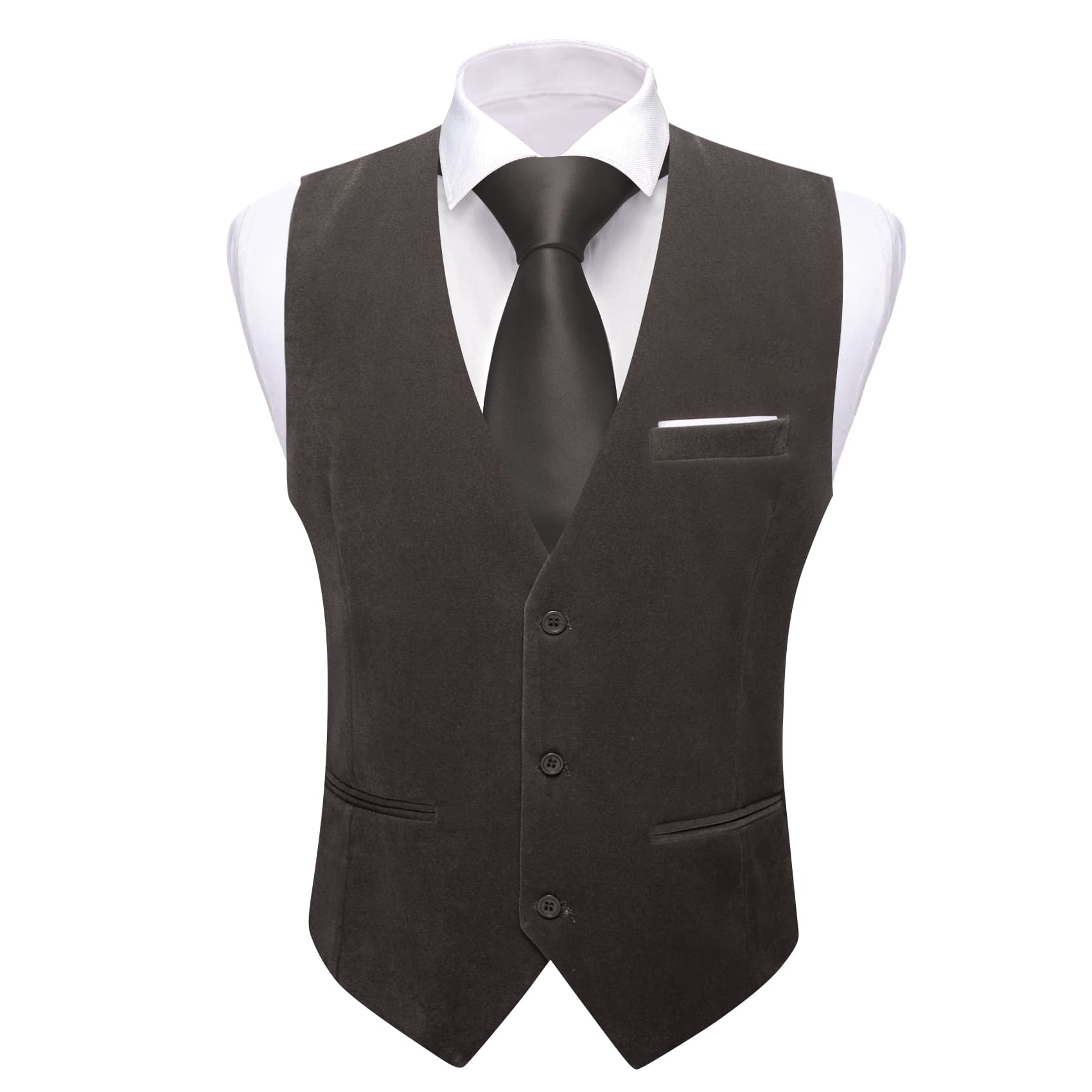 Barry Wang Waistcoat for Men Solid Shadow Grey Velvet Vest