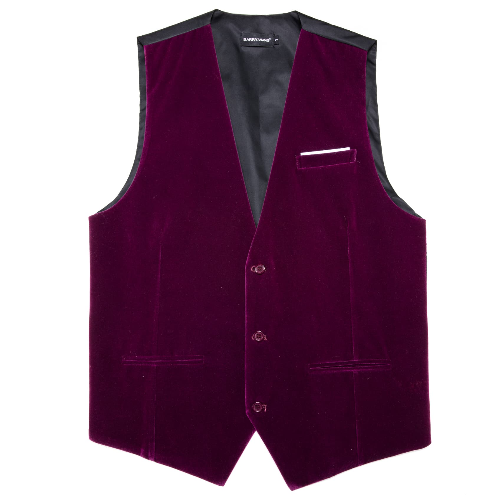 Barry Wang Waistcoat for Men Solid Wine Red Velvet Vest