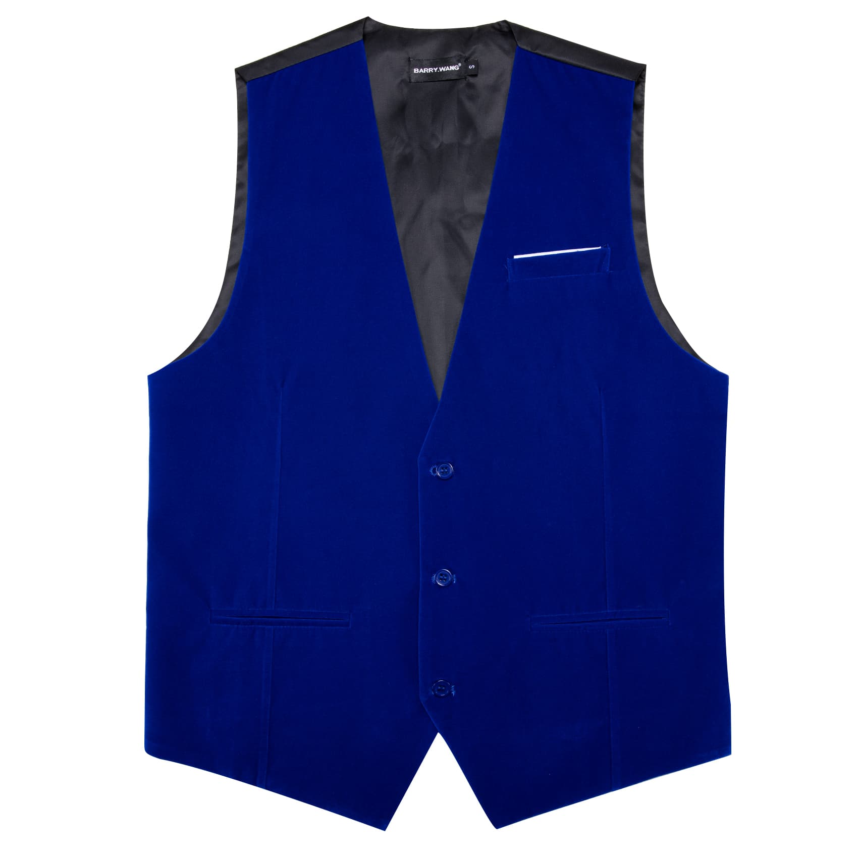 Barry Wang Waistcoat for Men Solid Navy Blue Velvet Vest