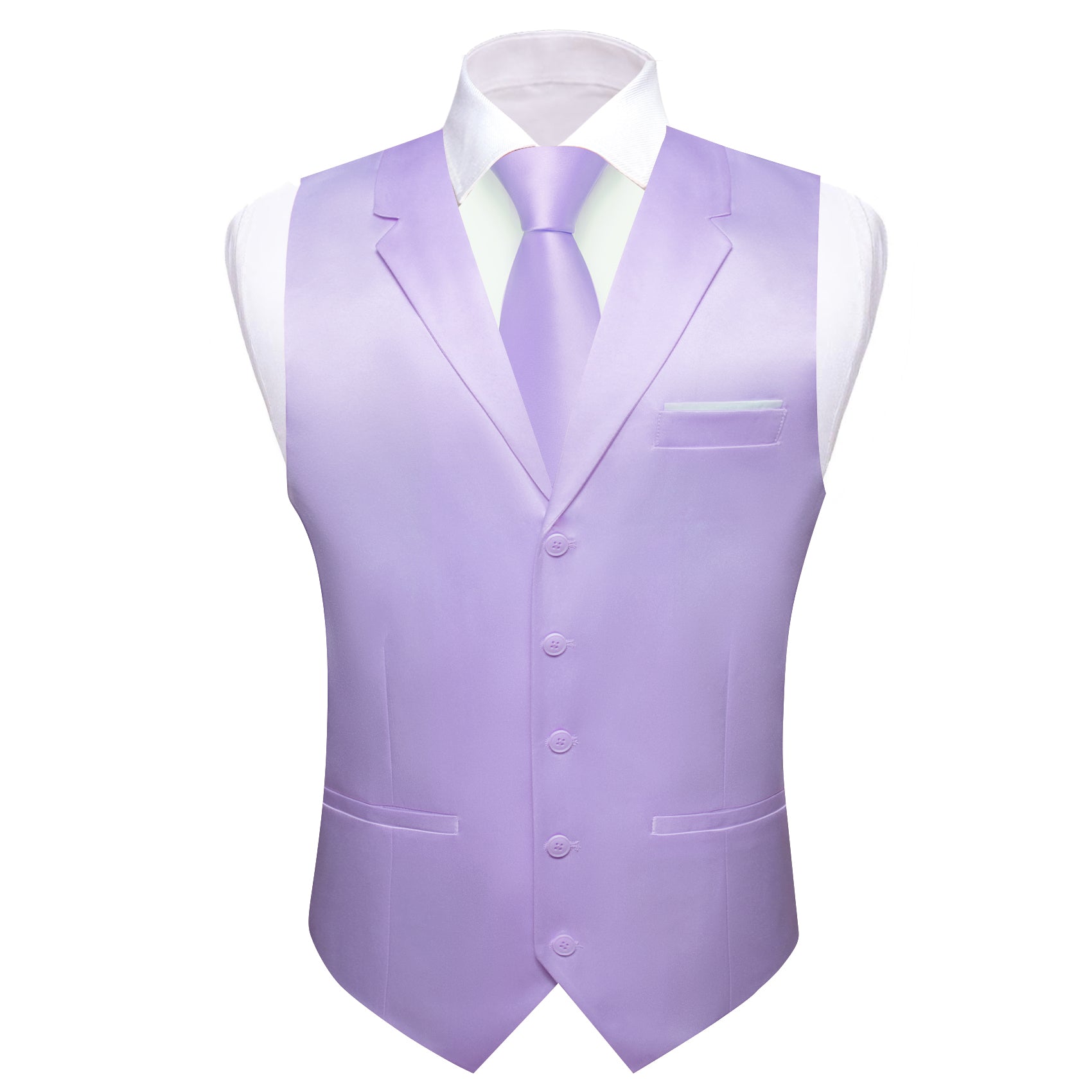 Barry.wang Men's Work Vest Purple Solid Notched Collar Vest Silk Waistcoat Suit