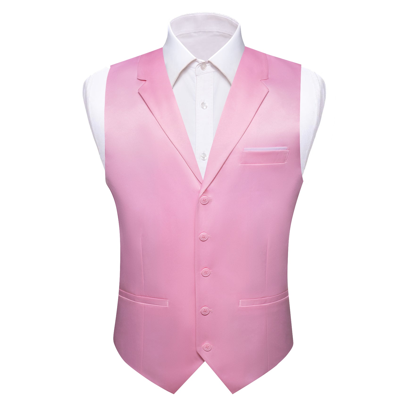 Barry.wang Pink Solid Vest Waistcoat Set