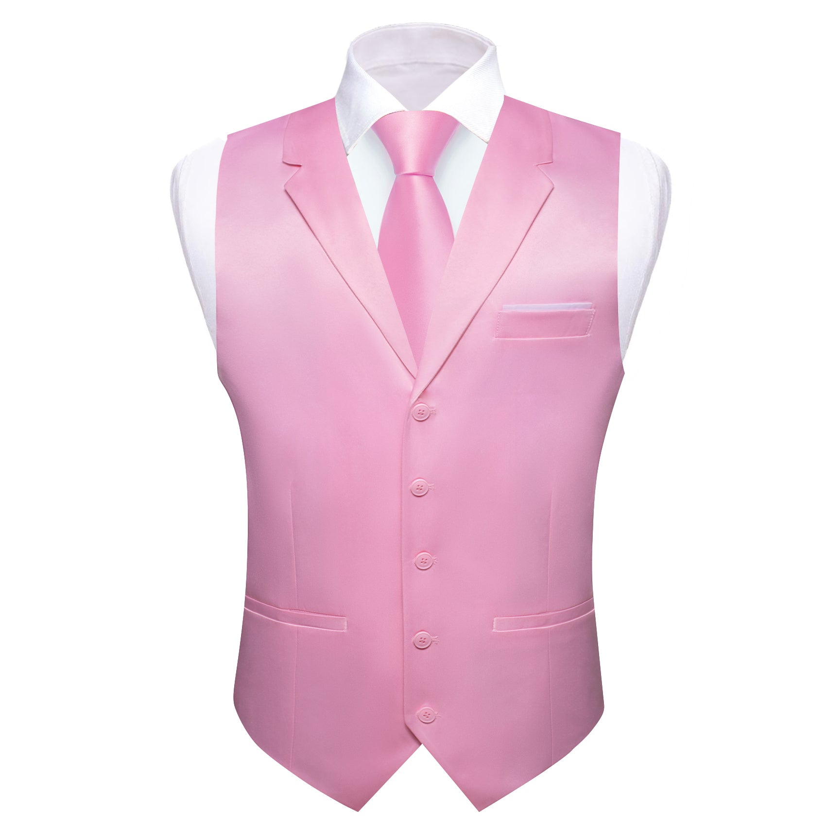 Barry.wang Pink Solid Vest Waistcoat Set