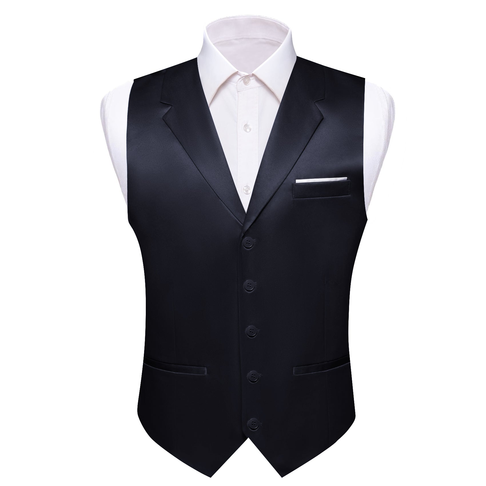 Barry.wang Black Solid Vest Waistcoat Set