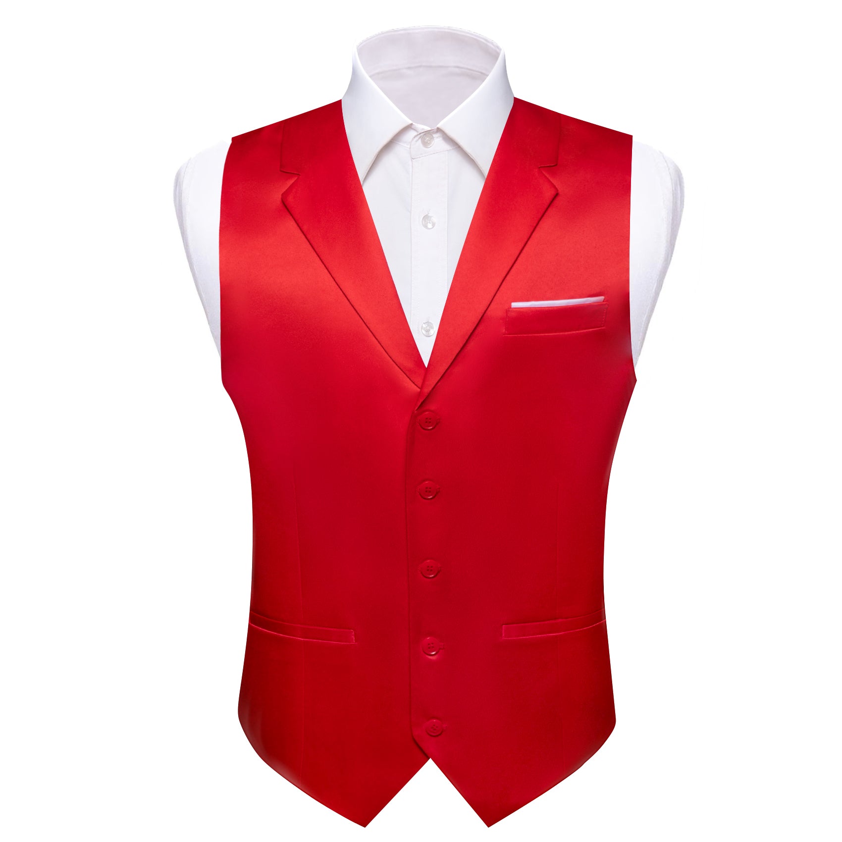 Barry.wang Red Solid Vest Waistcoat Set