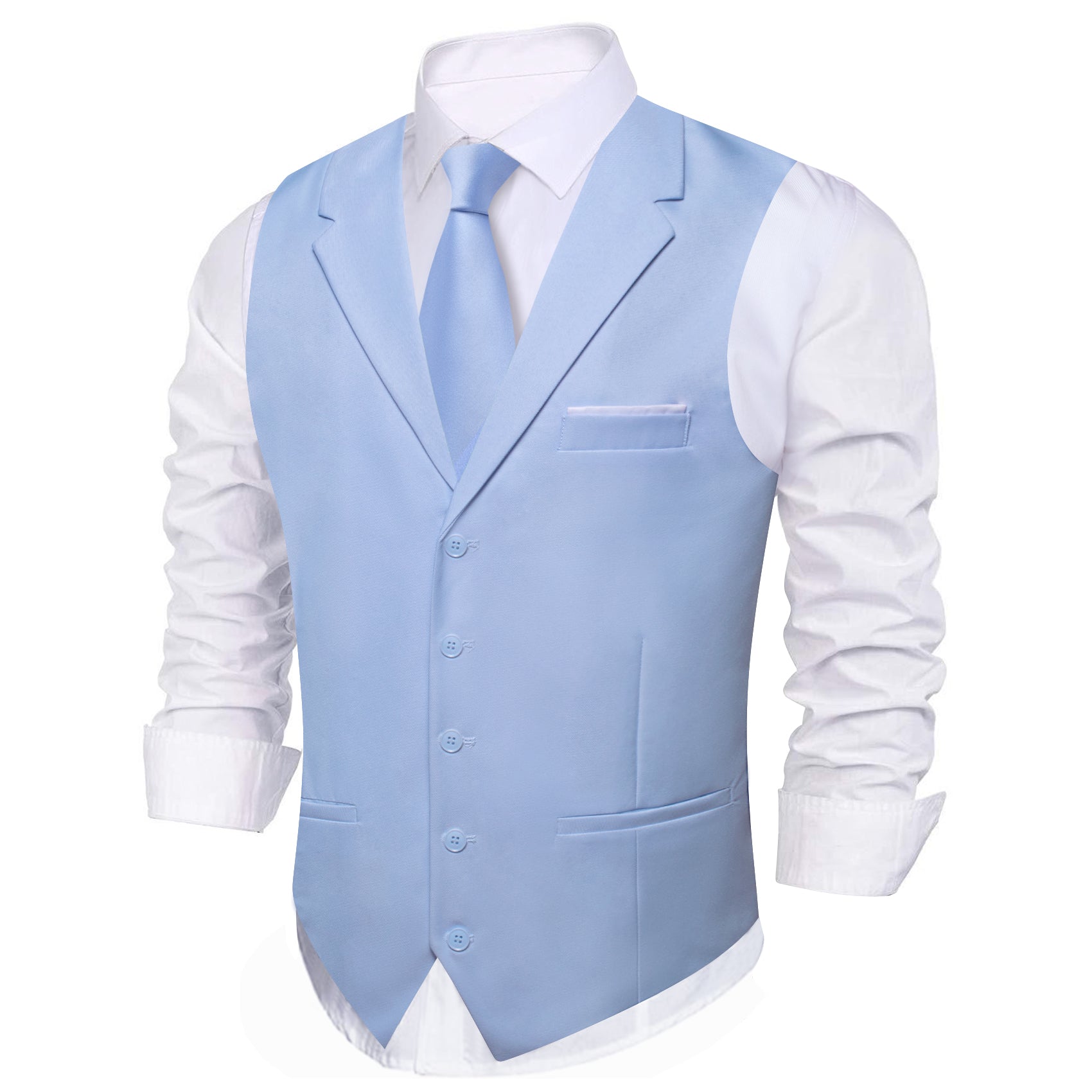 Barry.wang Sky Blue Solid Vest Waistcoat Set