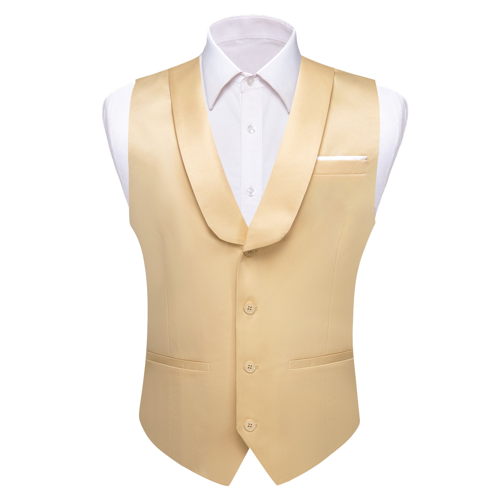 Barry.wang Novetly Gold Solid Vest Waistcoat Set