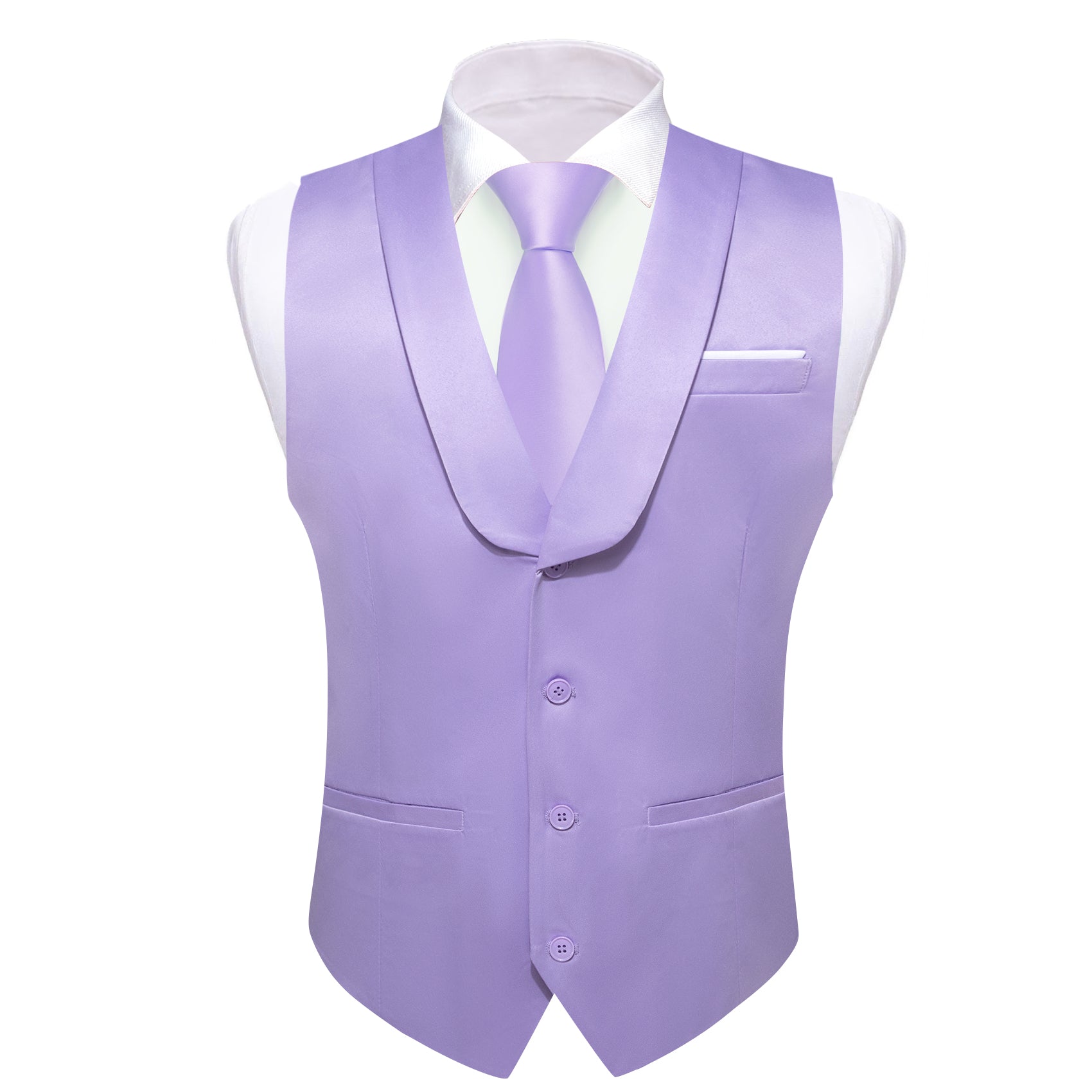 Barry.wang Men's Vest Purple Solid Shawl Collar Silk Vest Waistcoat Set