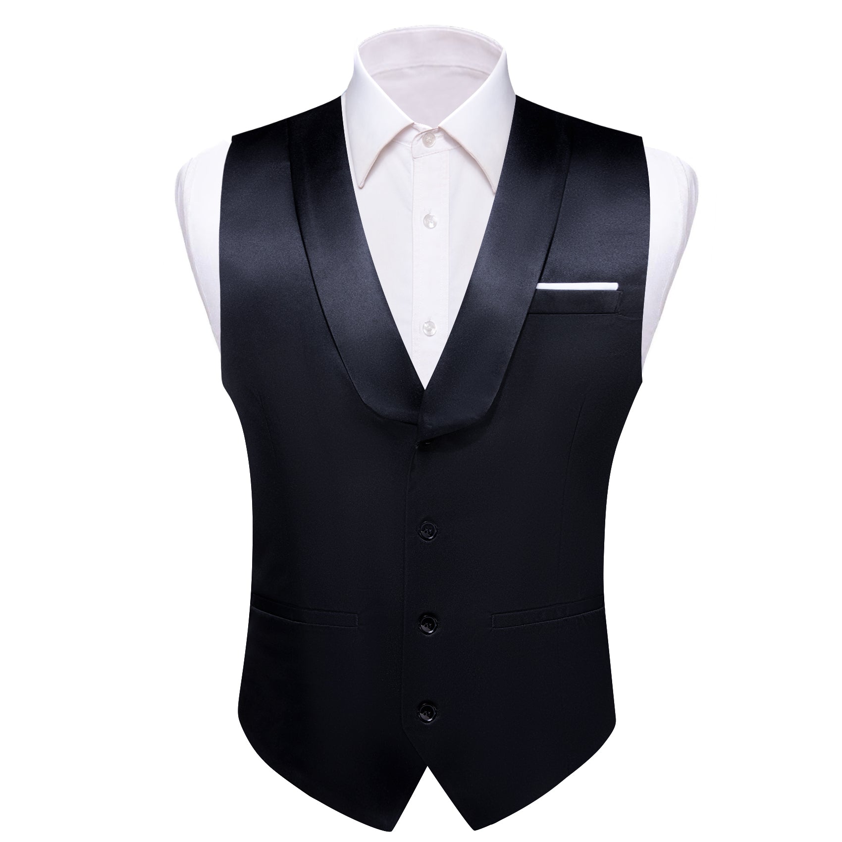 Barry.wang Novetly Black Solid Vest Waistcoat Set