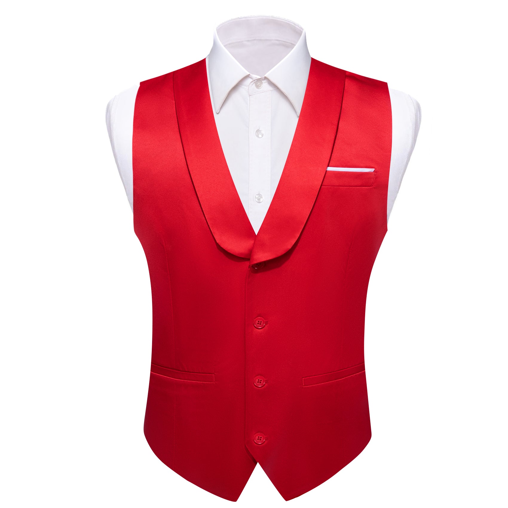Barry.wang Novetly Red Solid Vest Waistcoat Set