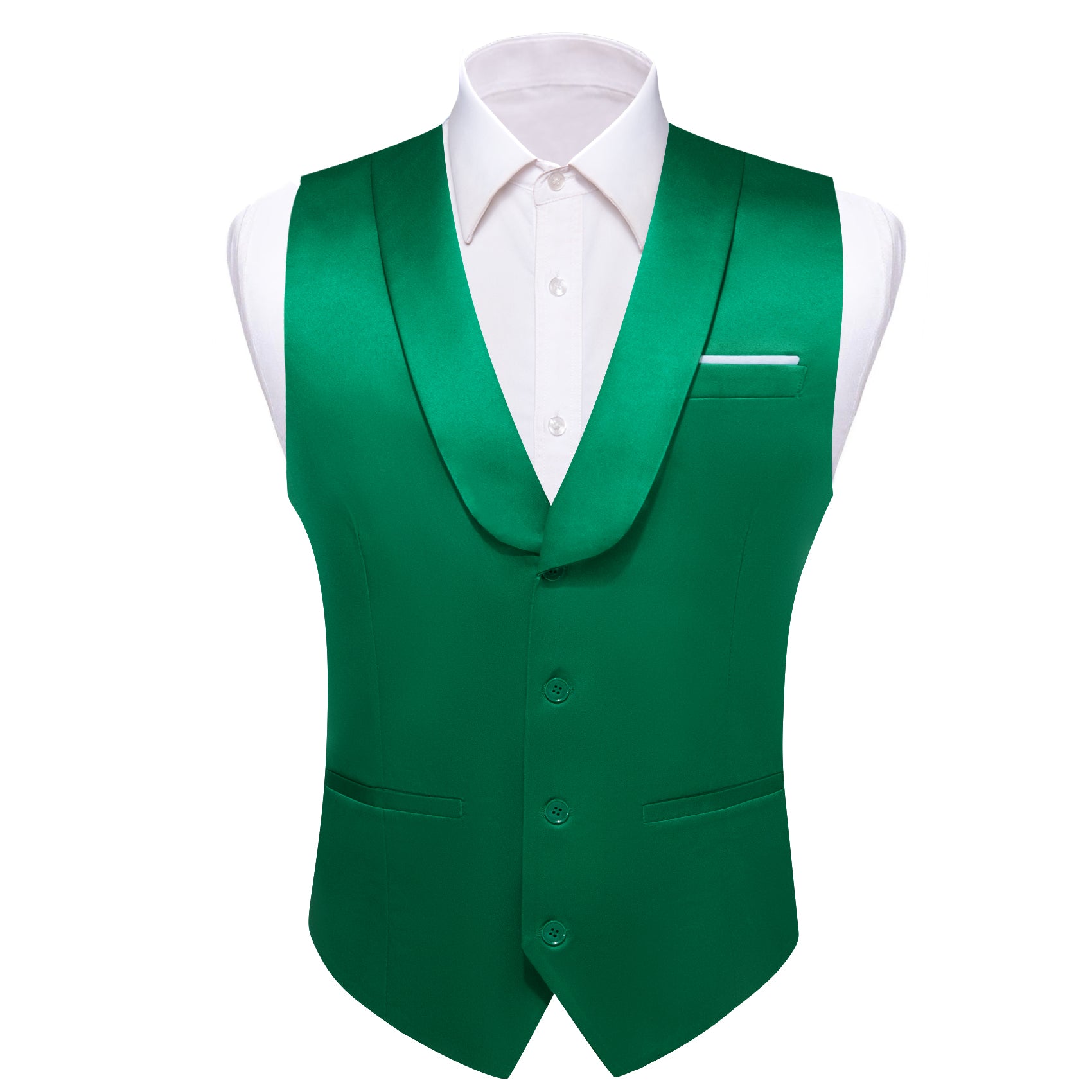 Barry.wang Novetly Green Solid Vest Waistcoat Set