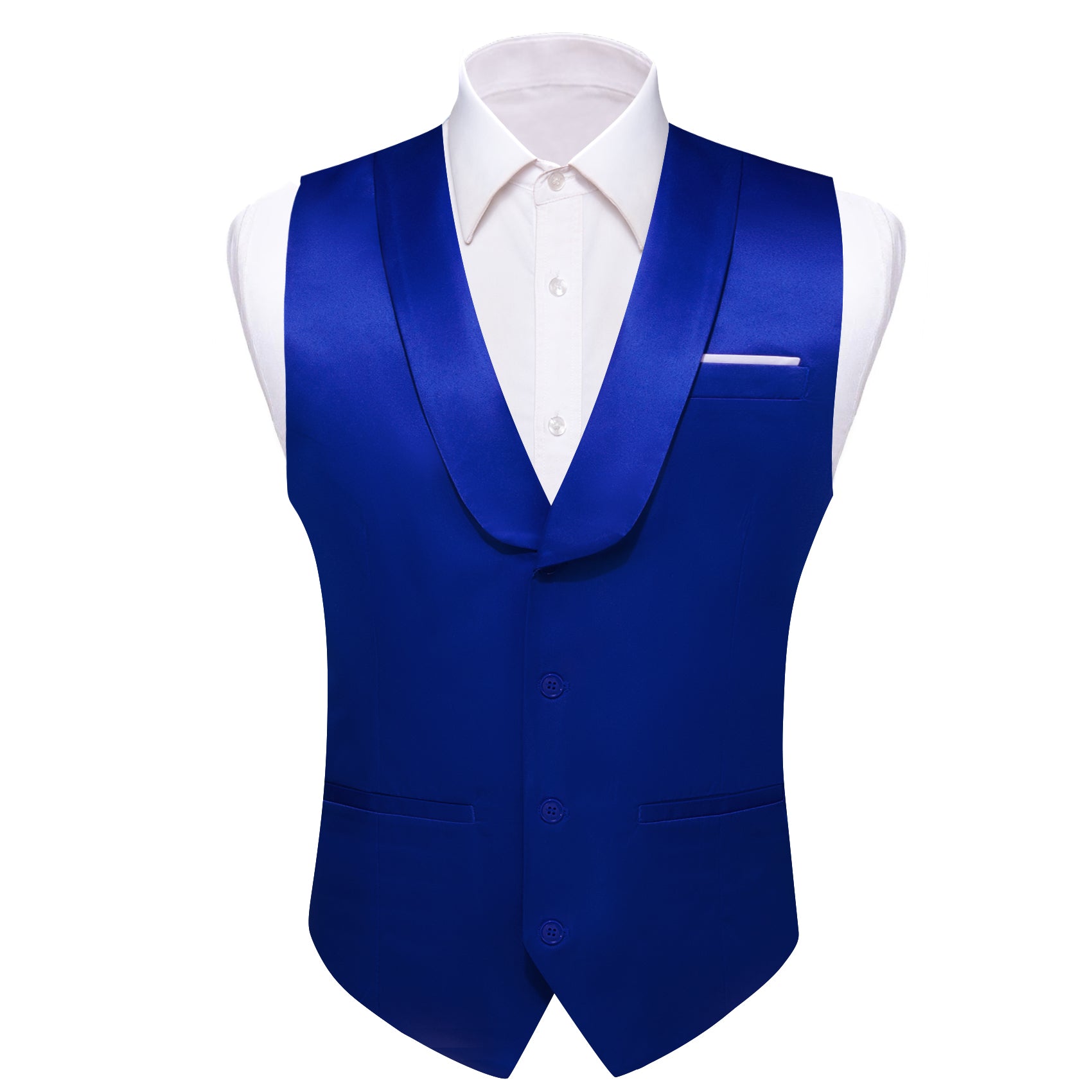 Barry.wang Novetly Cobalt Blue Solid Vest Waistcoat Set