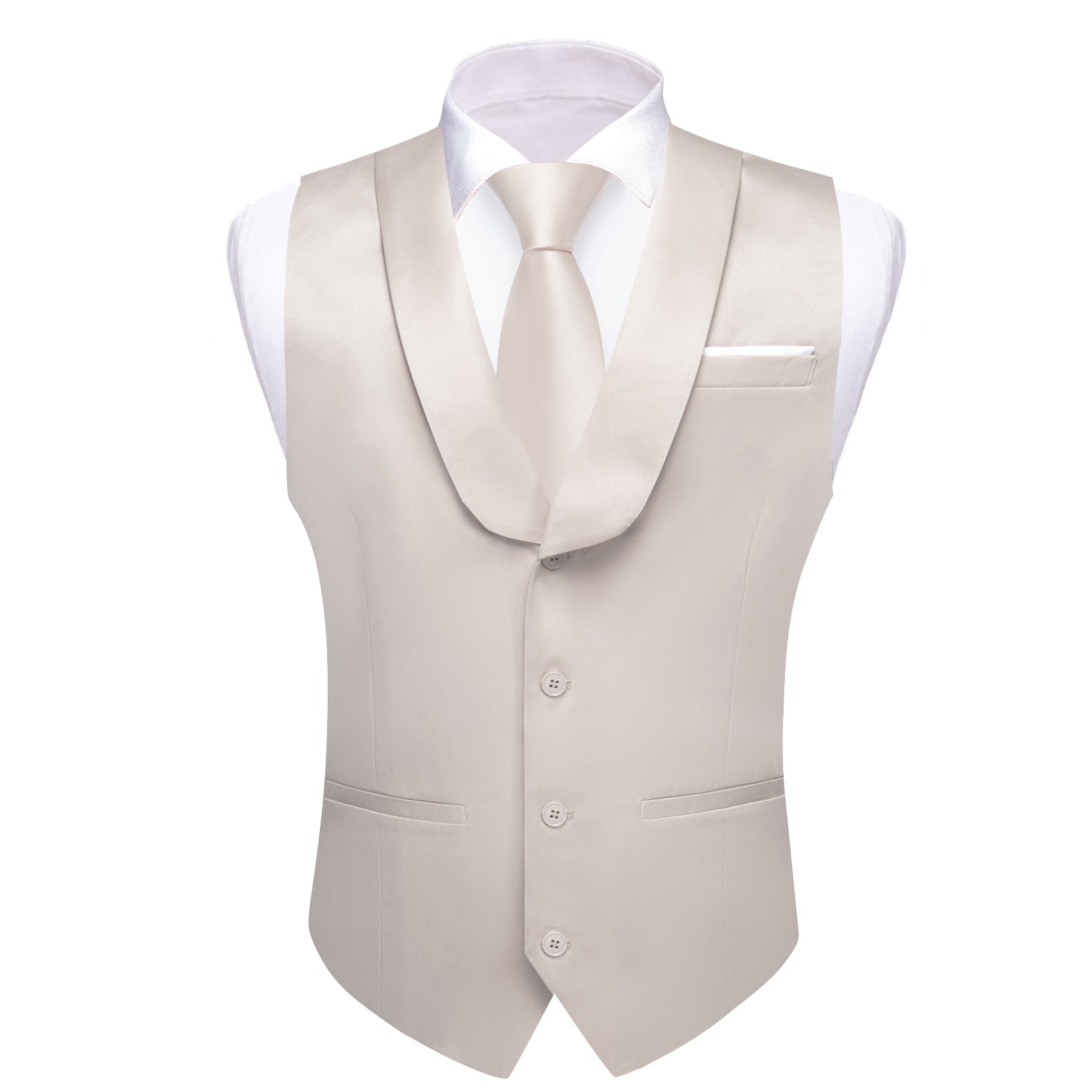 Barry.wang Novetly Ivory Solid Vest Waistcoat Set