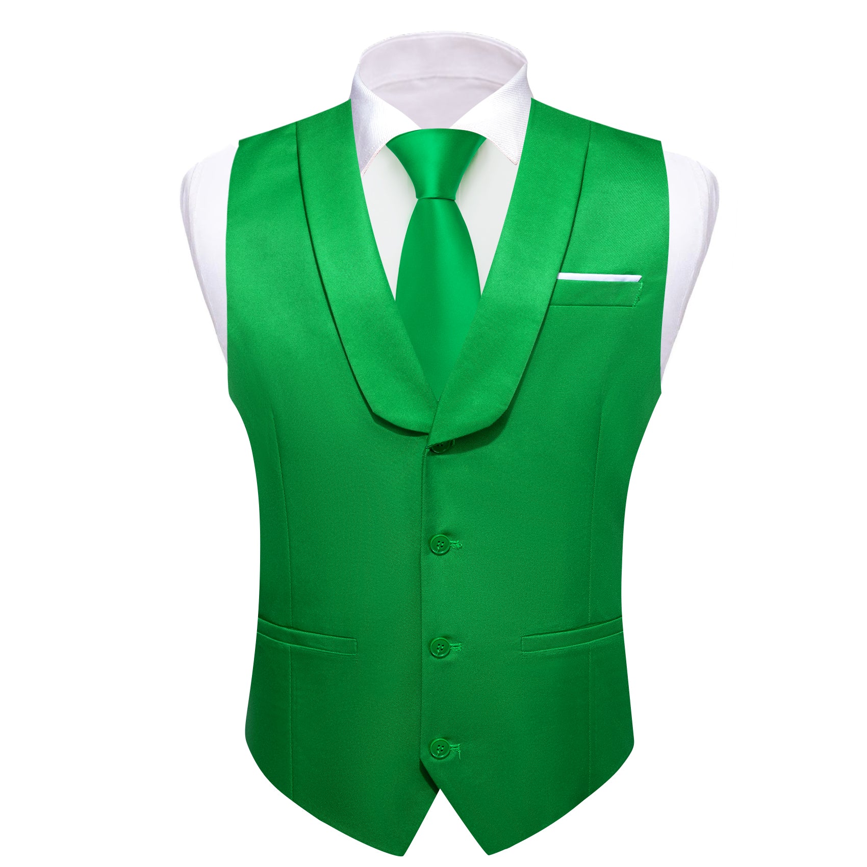 Barry.wang Novetly Light Green Solid Vest Waistcoat Set
