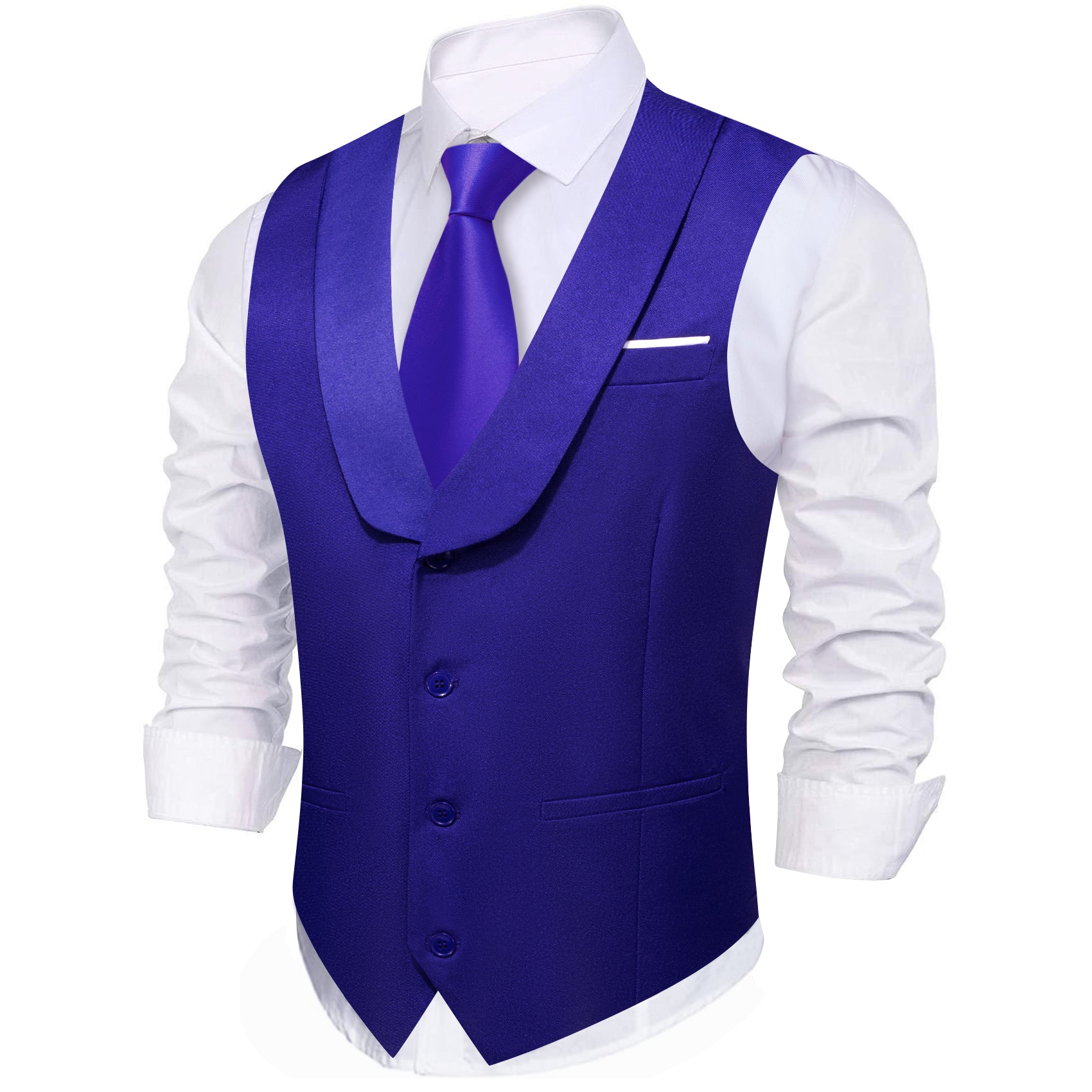 Barry.wang Novetly Ultra Marine Solid Vest Waistcoat Set