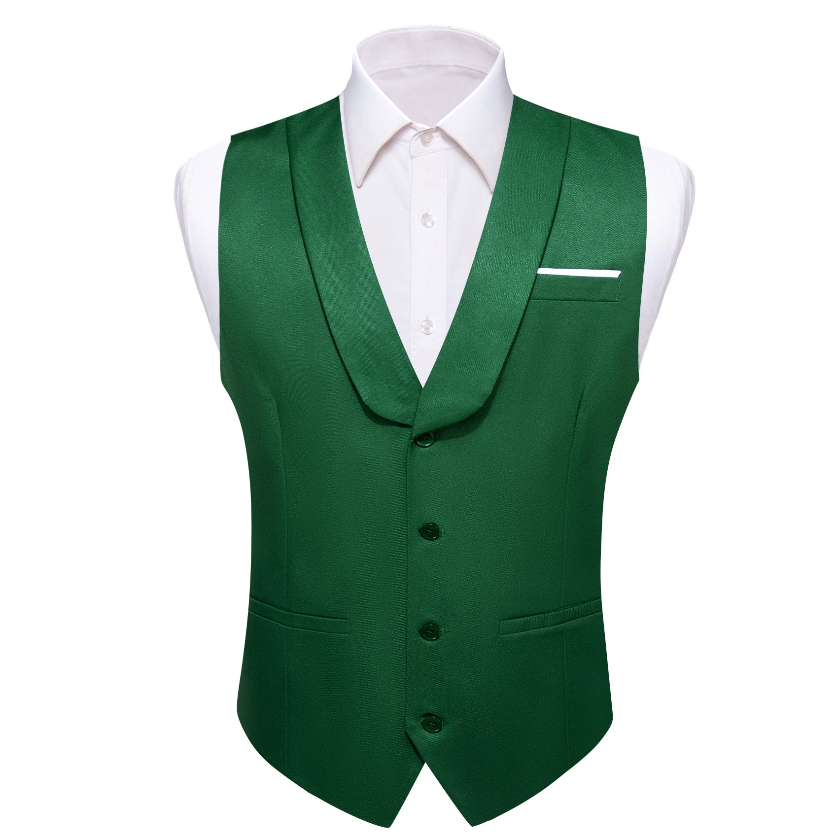 Barry.wang Novetly Grass Green Solid Vest Waistcoat Set