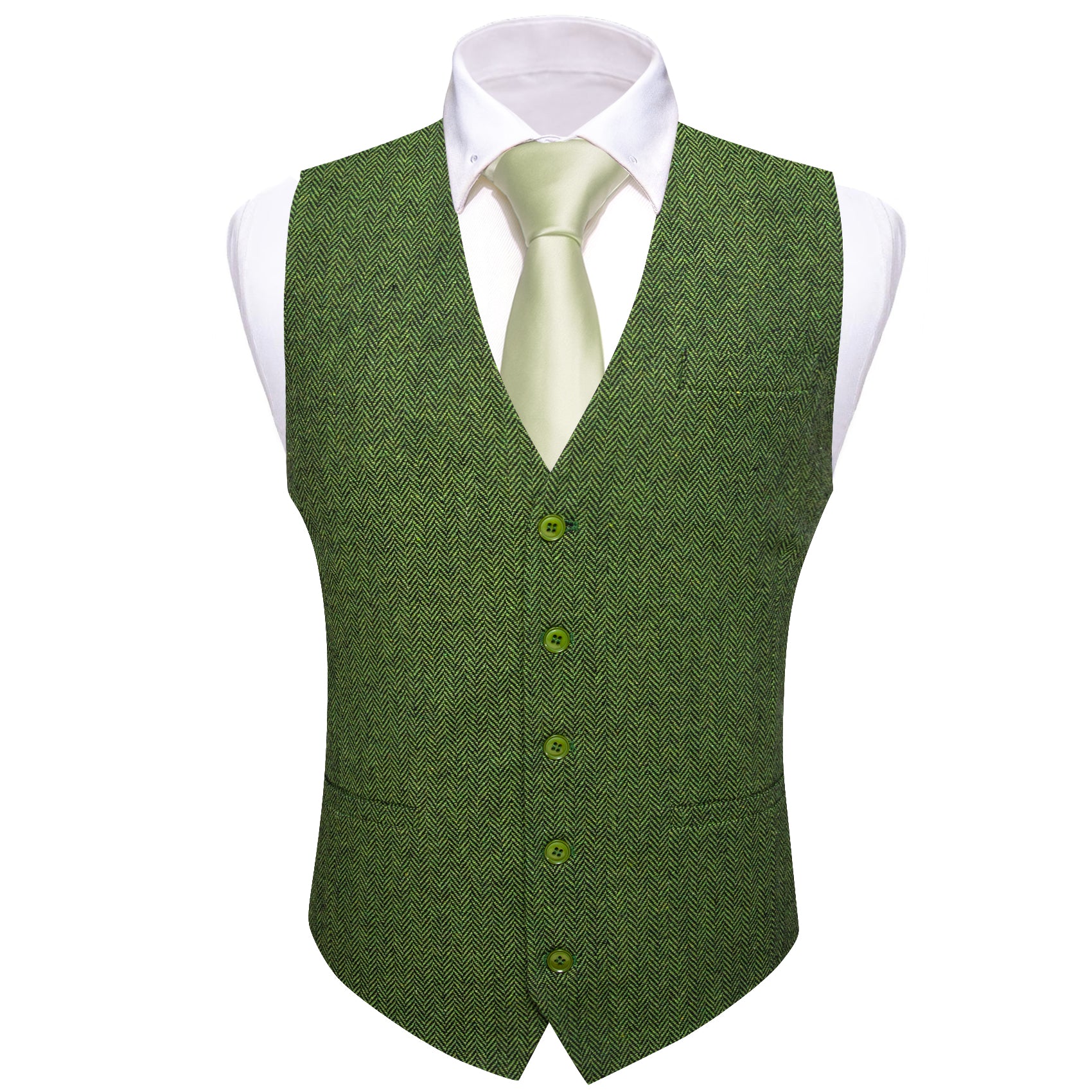 Barry.wang Men‘s Luxury Green Solid Waistcoat Vest