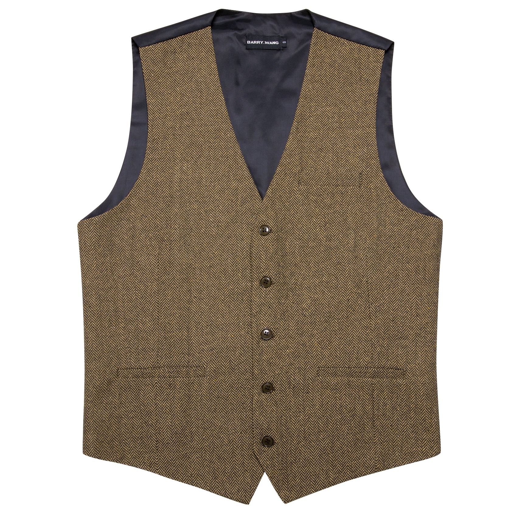 Barry.wang Luxury Olive Solid Waistcoat Vest
