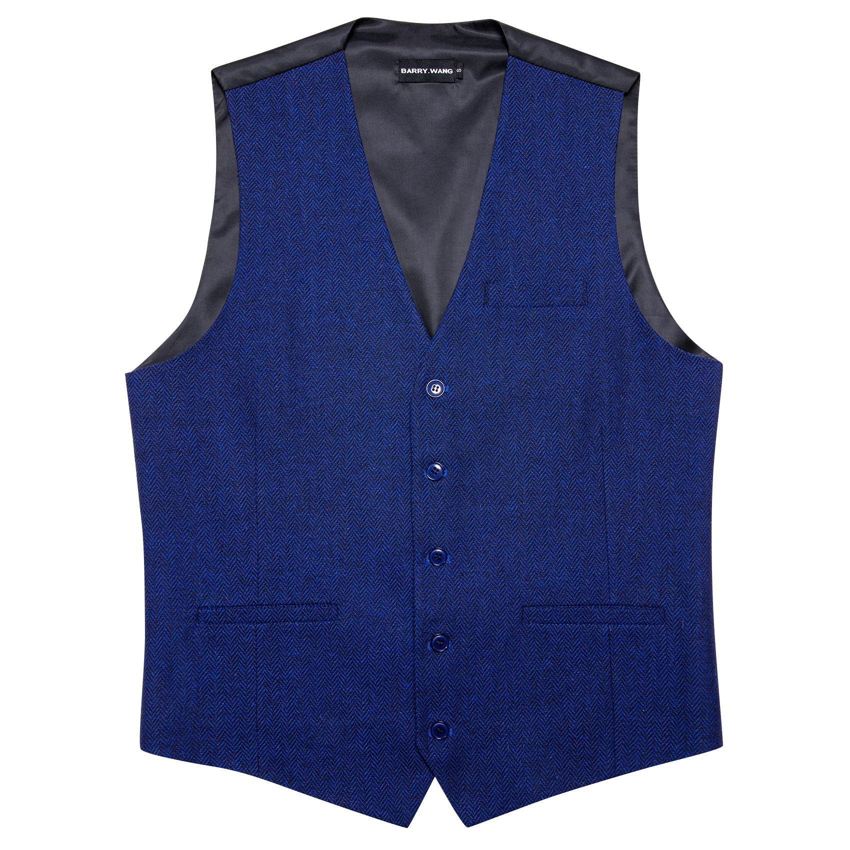 Barry.wang Classy Blue Solid Waistcoat Vest