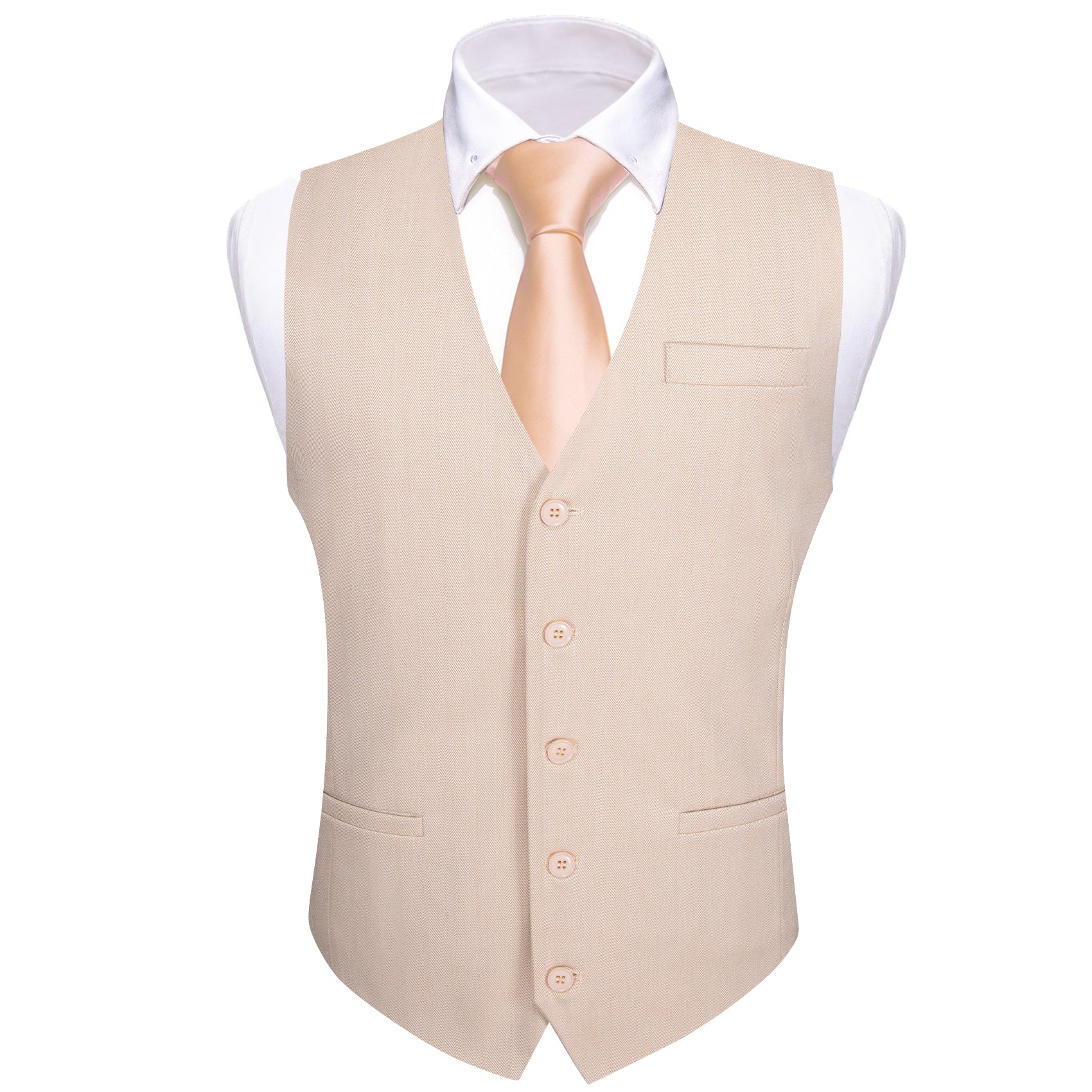 Barry.wang Luxury Peach Puff Solid Waistcoat Vest