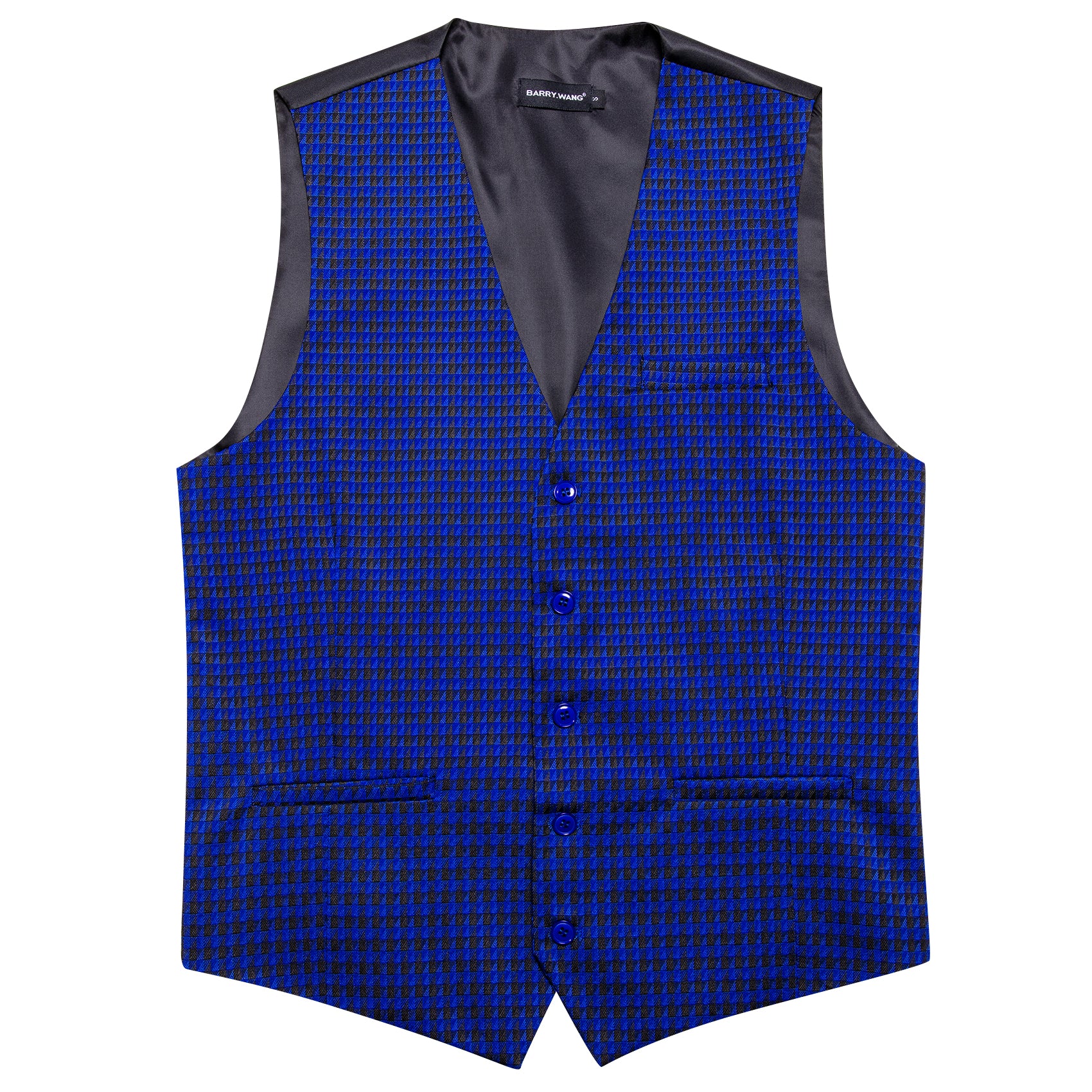 Barry.wang Mens Waistcoat Luxury Blue Black Plaid Vest Business