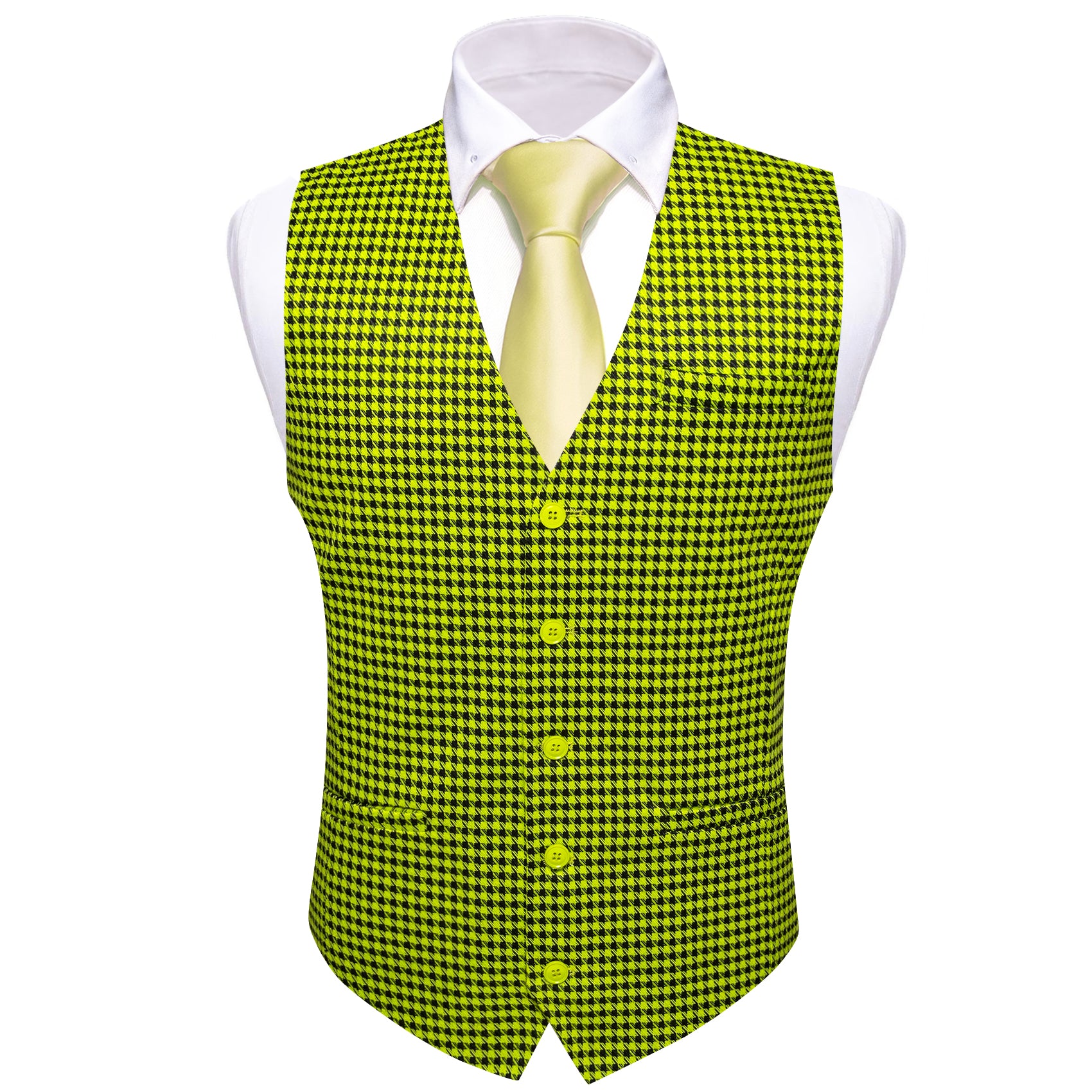 Barry.wang Yellow Green Plaid Waistcoat Vest Daily Wear