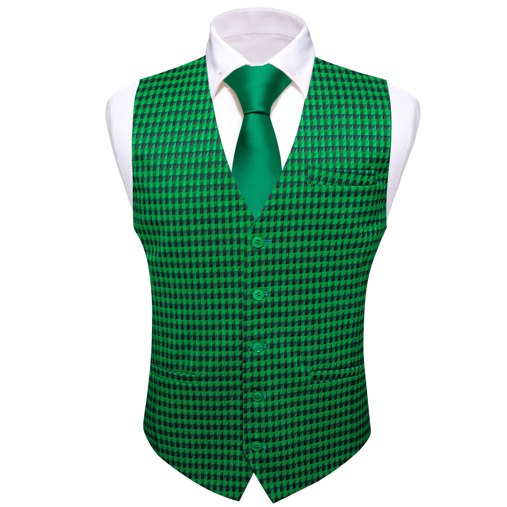 Barry.wang Mens Novetly Green Waistcoat Vest