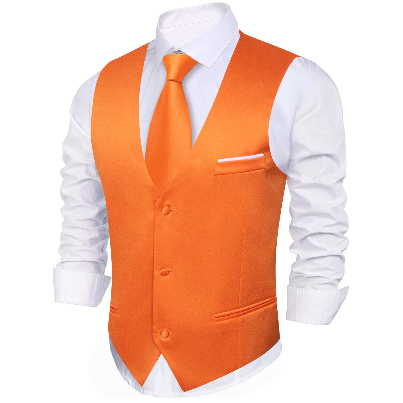 Barry. Wang Orange Suit Vests V-Neck Casual Vest Dress for Men Formal Tuxedo, L Barry. Wang Orange Suit Vests V-Neck Casual Vest Dress for Men Formal Tuxedo, L