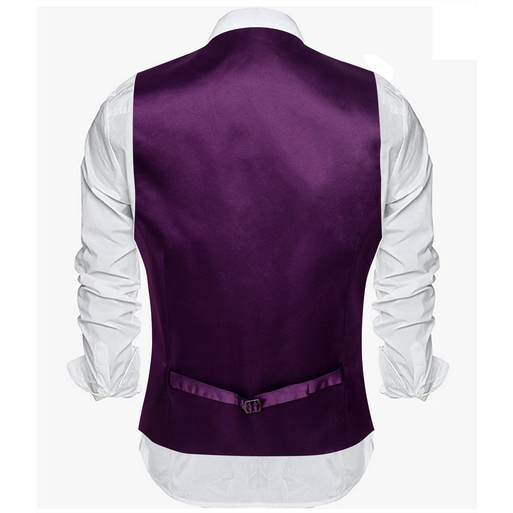 Luxury Purple Solid Silk Necktie Bowtie Hanky Cufflinks Waistcoat Vest Set